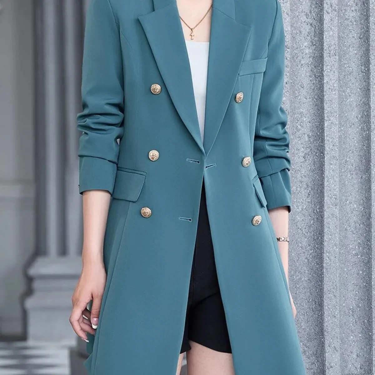 Cappotto da donna autunno inverno moda rosso rosa blu nero giacca casual da donna manica lunga triplo petto femminile
