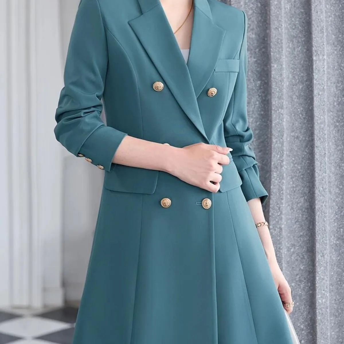 Cappotto da donna autunno inverno moda rosso rosa blu nero giacca casual da donna manica lunga triplo petto femminile