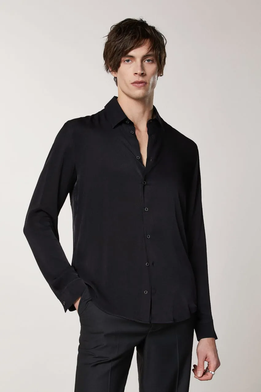 Chemise unie en sergé de viscose