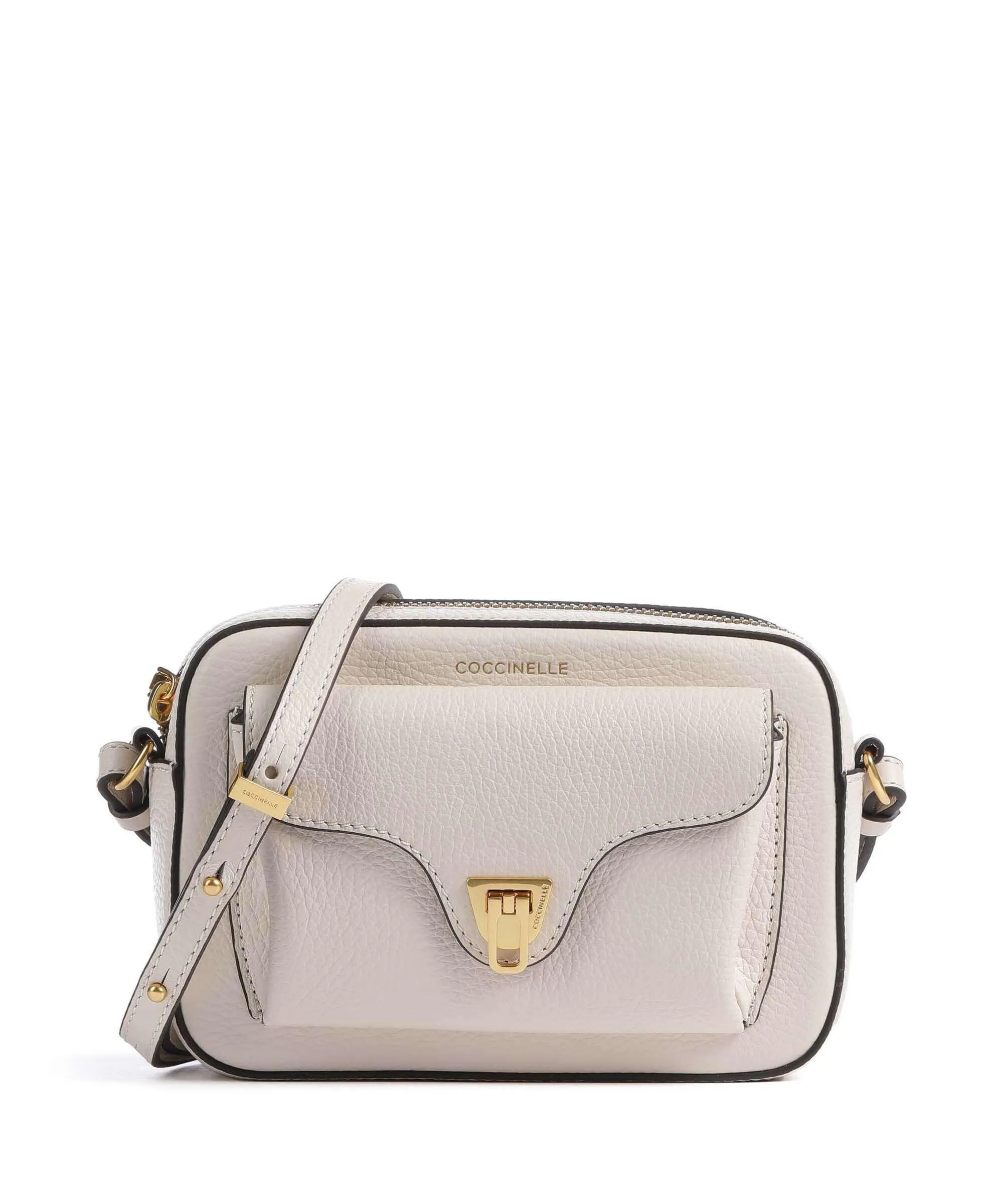  Coccinelle Beat Soft Borsa a tracolla pelle di vacchetta grana avorio  