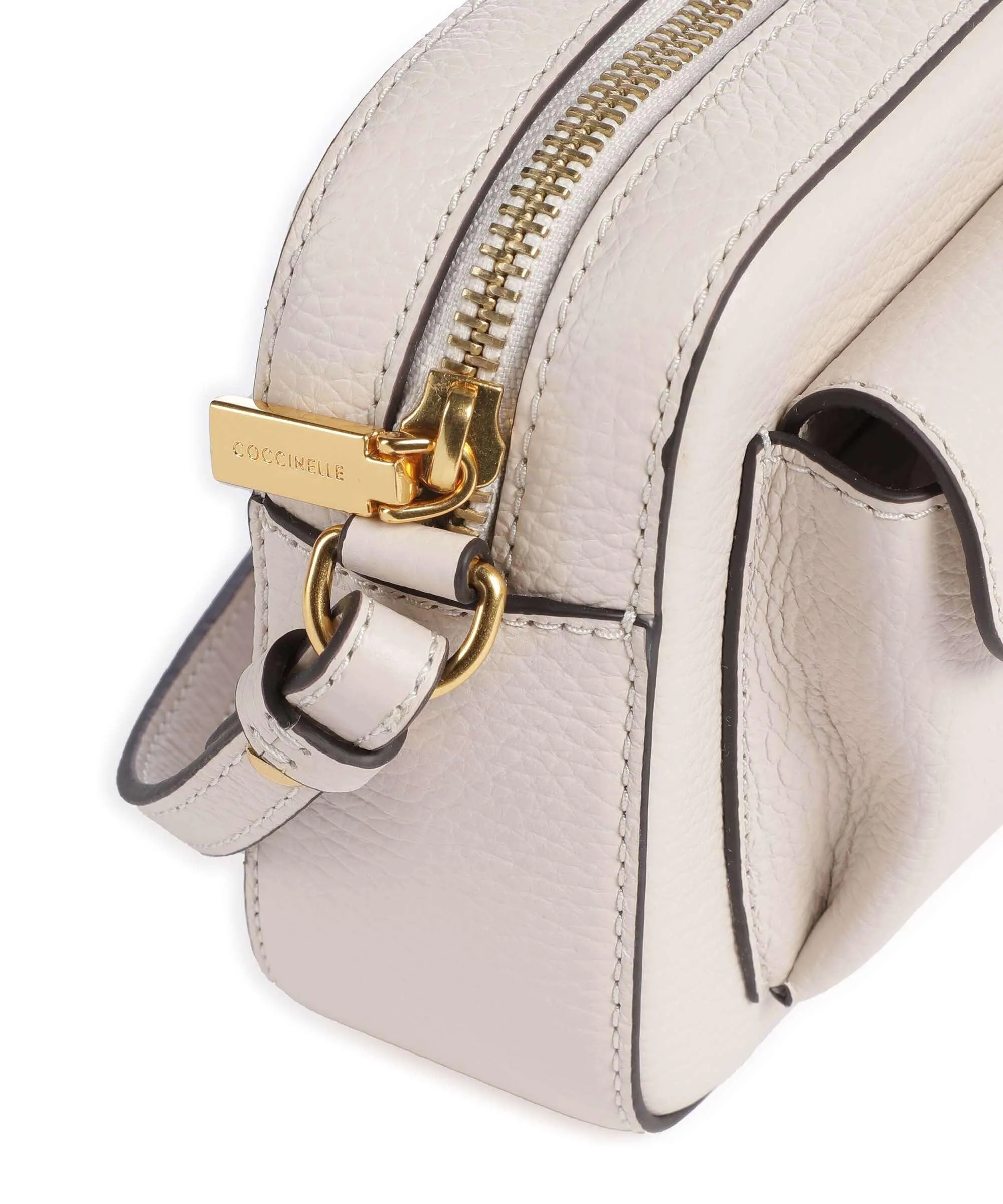  Coccinelle Beat Soft Borsa a tracolla pelle di vacchetta grana avorio  