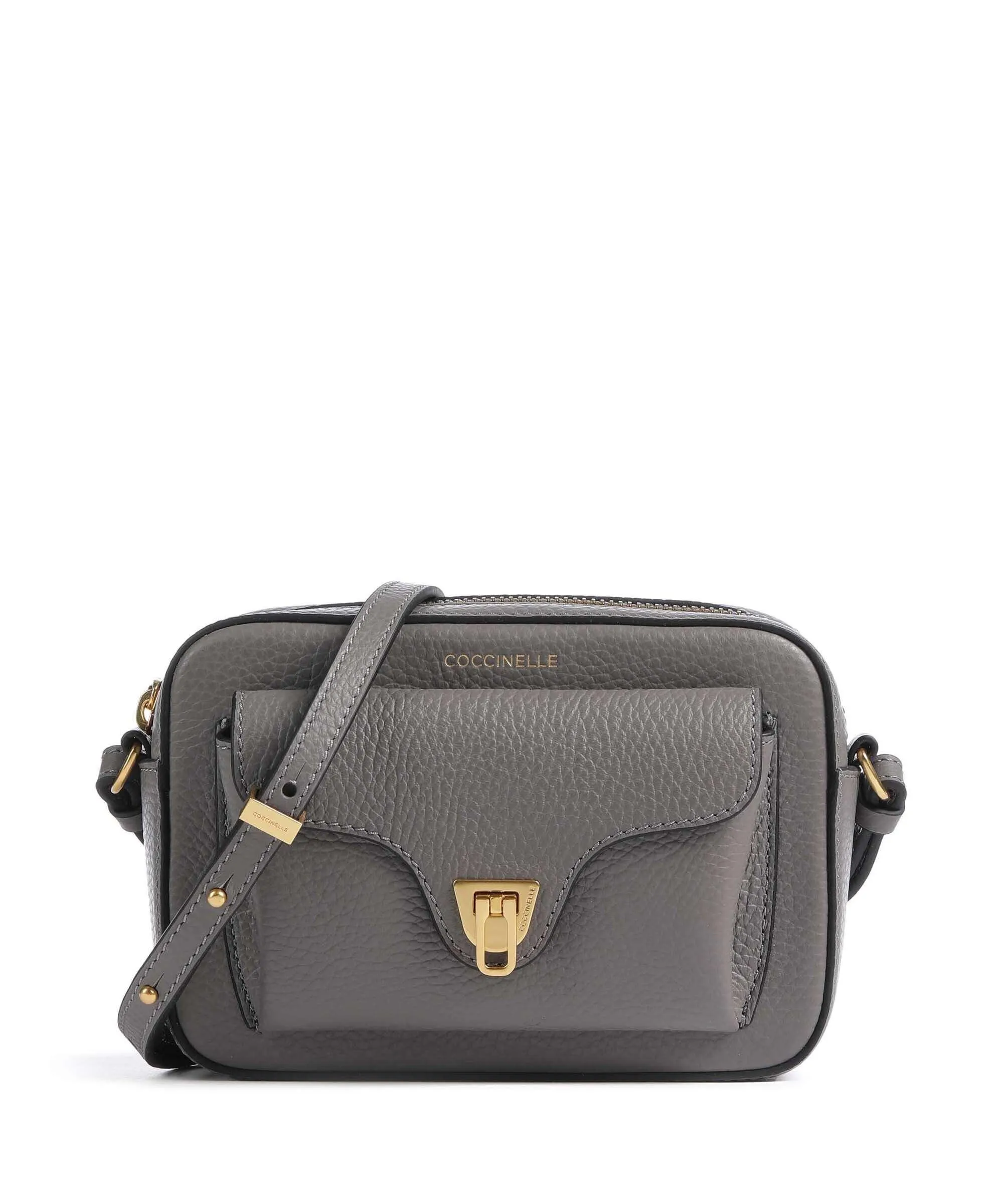  Coccinelle Beat Soft Borsa a tracolla pelle di vacchetta grana grigio  