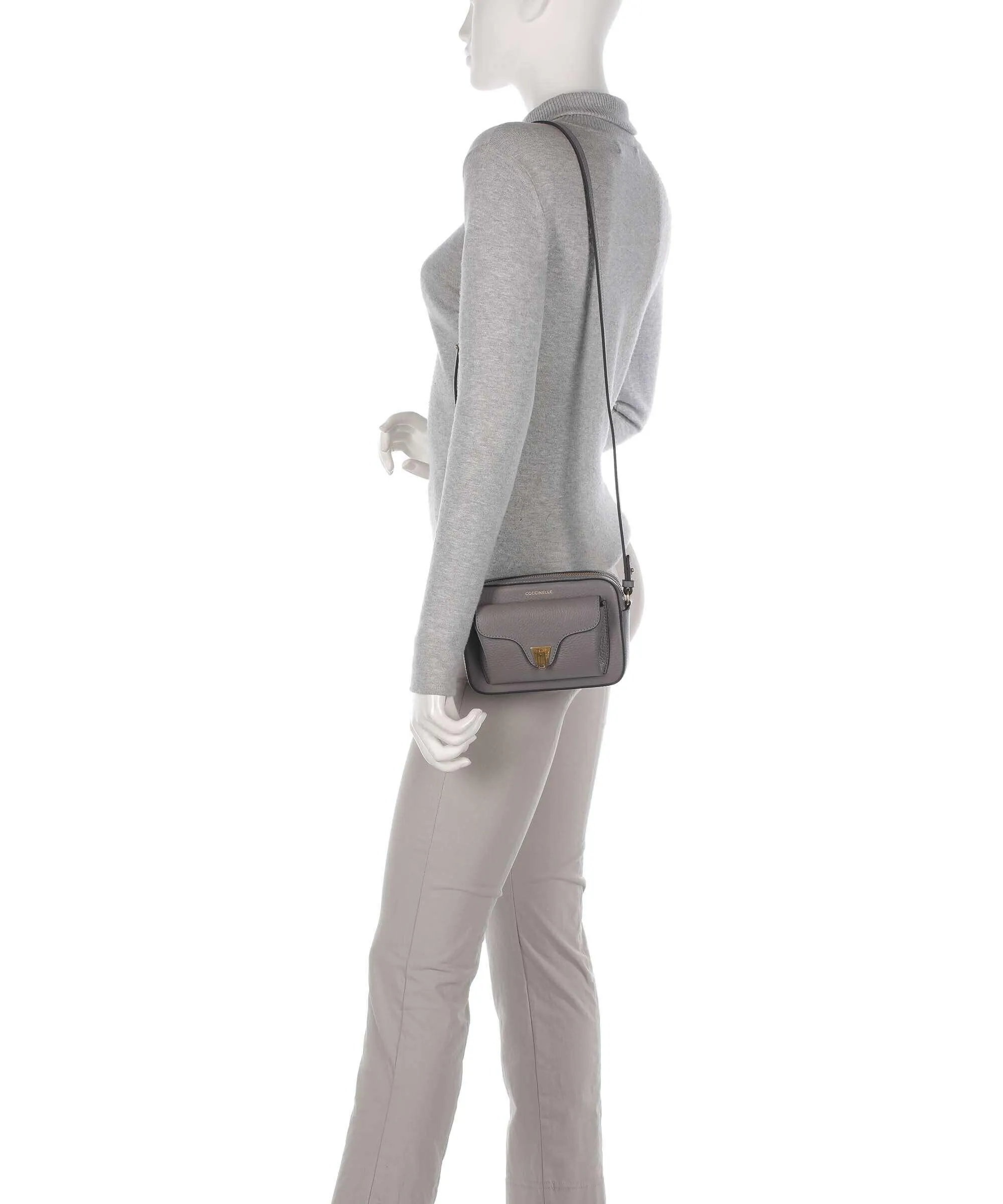  Coccinelle Beat Soft Borsa a tracolla pelle di vacchetta grana grigio  
