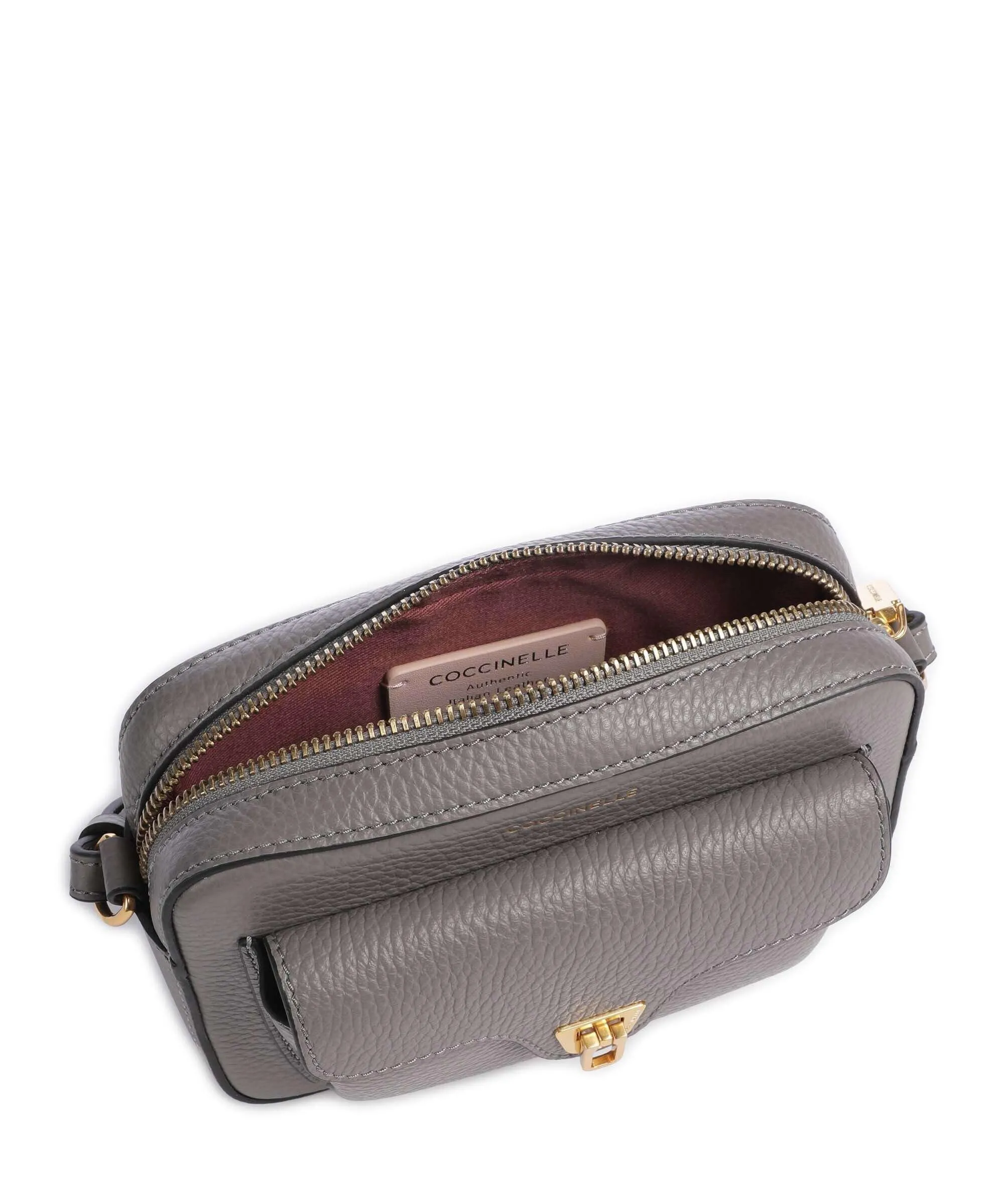  Coccinelle Beat Soft Borsa a tracolla pelle di vacchetta grana grigio  