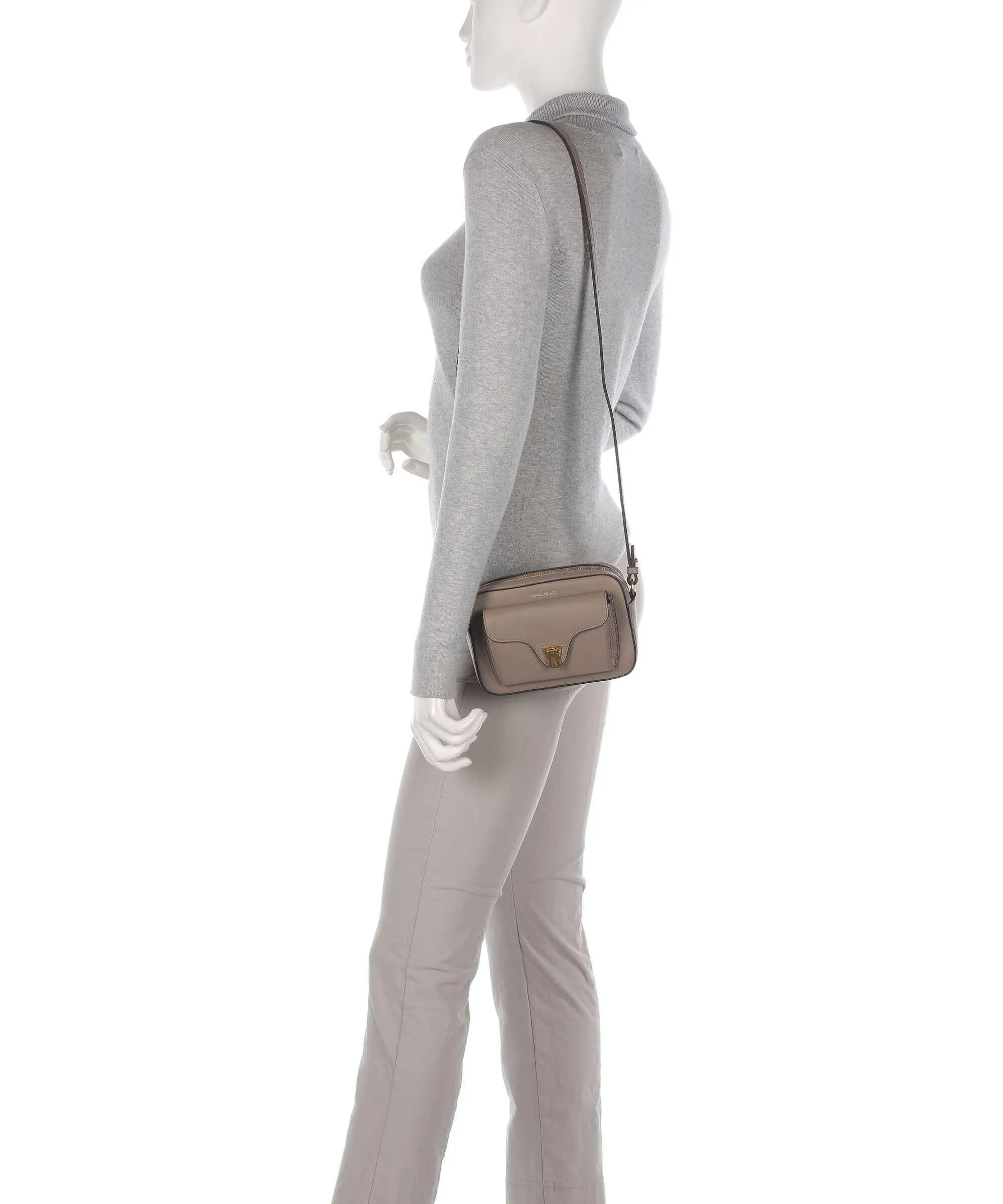  Coccinelle Beat Soft Borsa a tracolla pelle di vacchetta grana taupe  