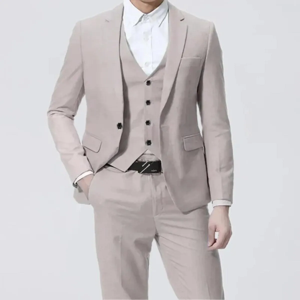 Completo da 3 pezzi Blazer Cappotto Pantaloni Gilet / Moda Nuovi uomini Casual Boutique Business Slim Tinta unita Giacca formale