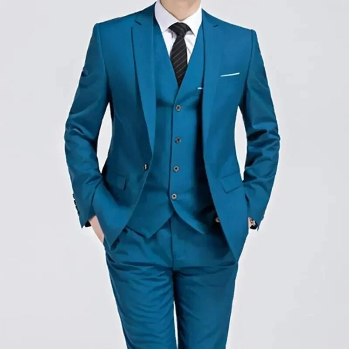 Completo da 3 pezzi Blazer Cappotto Pantaloni Gilet / Moda Nuovi uomini Casual Boutique Business Slim Tinta unita Giacca formale