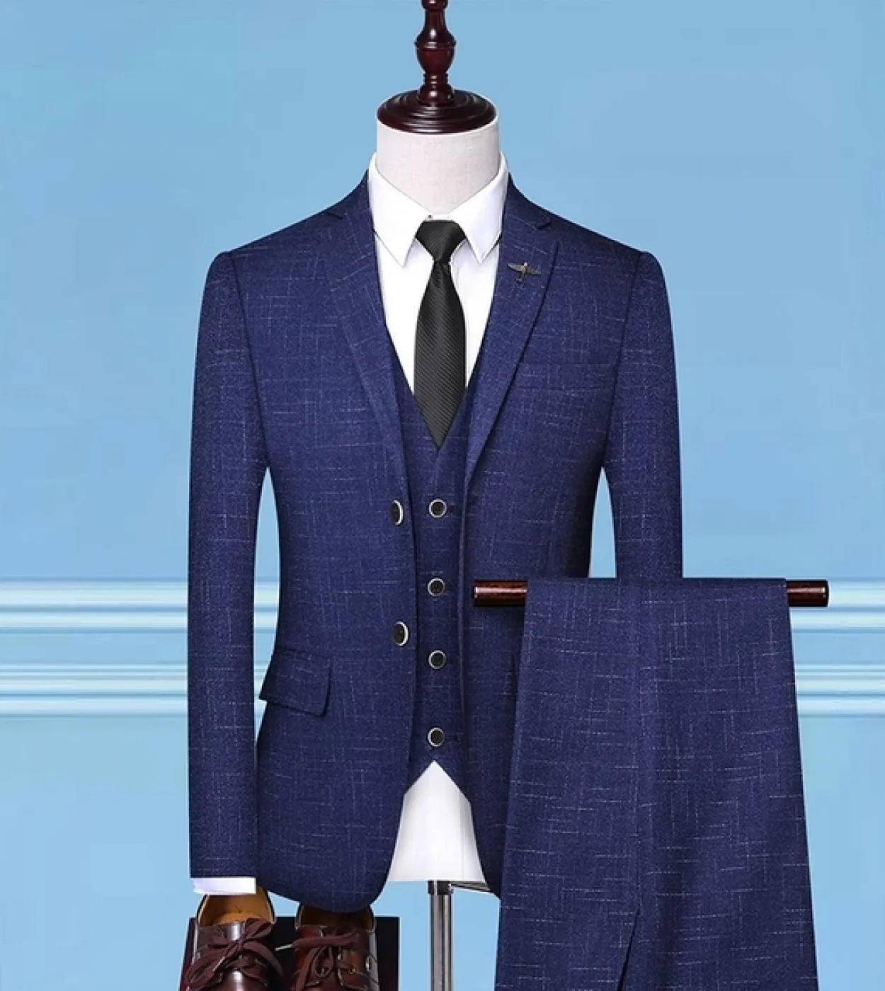 Completo da 3 pezzi Giacca Gilet Pantaloni Moda Uomo Casual Boutique Affari Matrimonio Sposo Abito formale Blazer Cappotto Tro