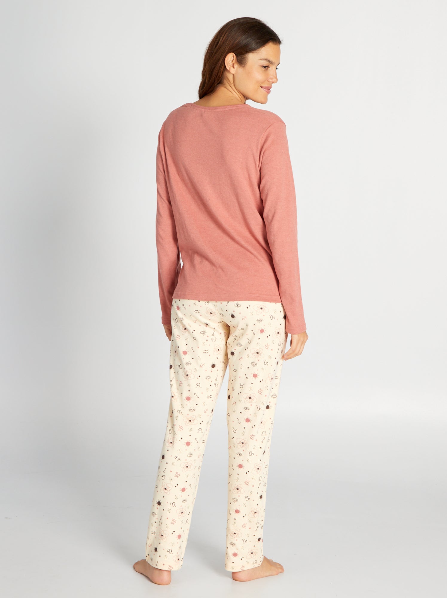 Completo pigiama lungo t-shirt + pantaloni in jersey - 2 pezzi - ARANCIONE