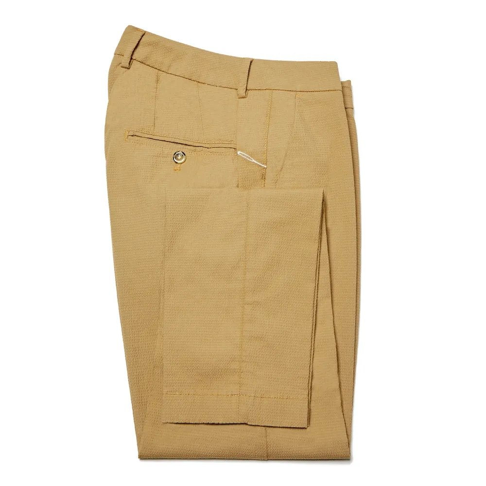 Cruna - Pantalone New Town in Seersucker - 521 - Terra - Handmade in Italy - Pantaloni di Alta Qualità Luxury