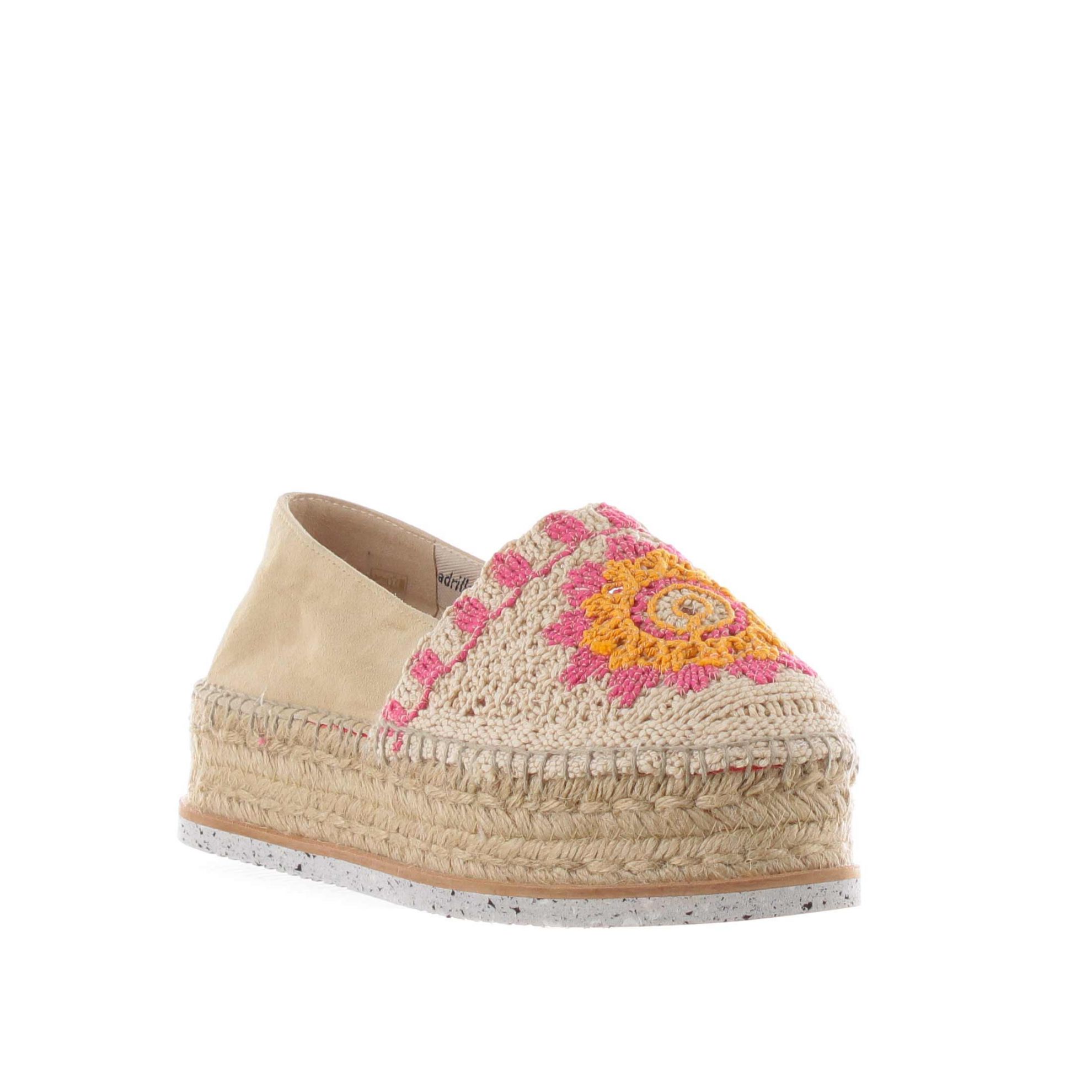 Espadrillas j.borde in camoscio e uncinetto