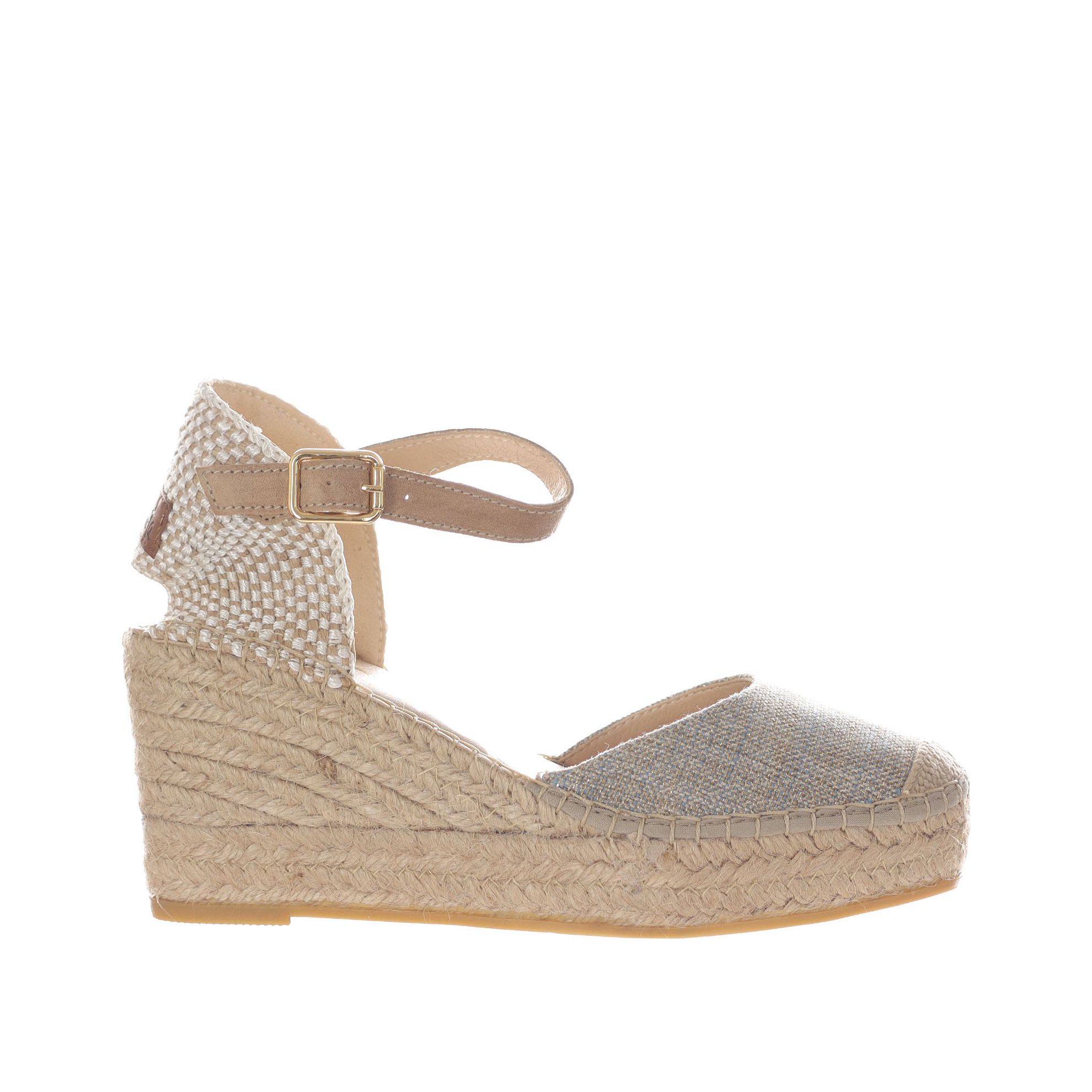 Espadrillas sandalia traba in tessuto laminato