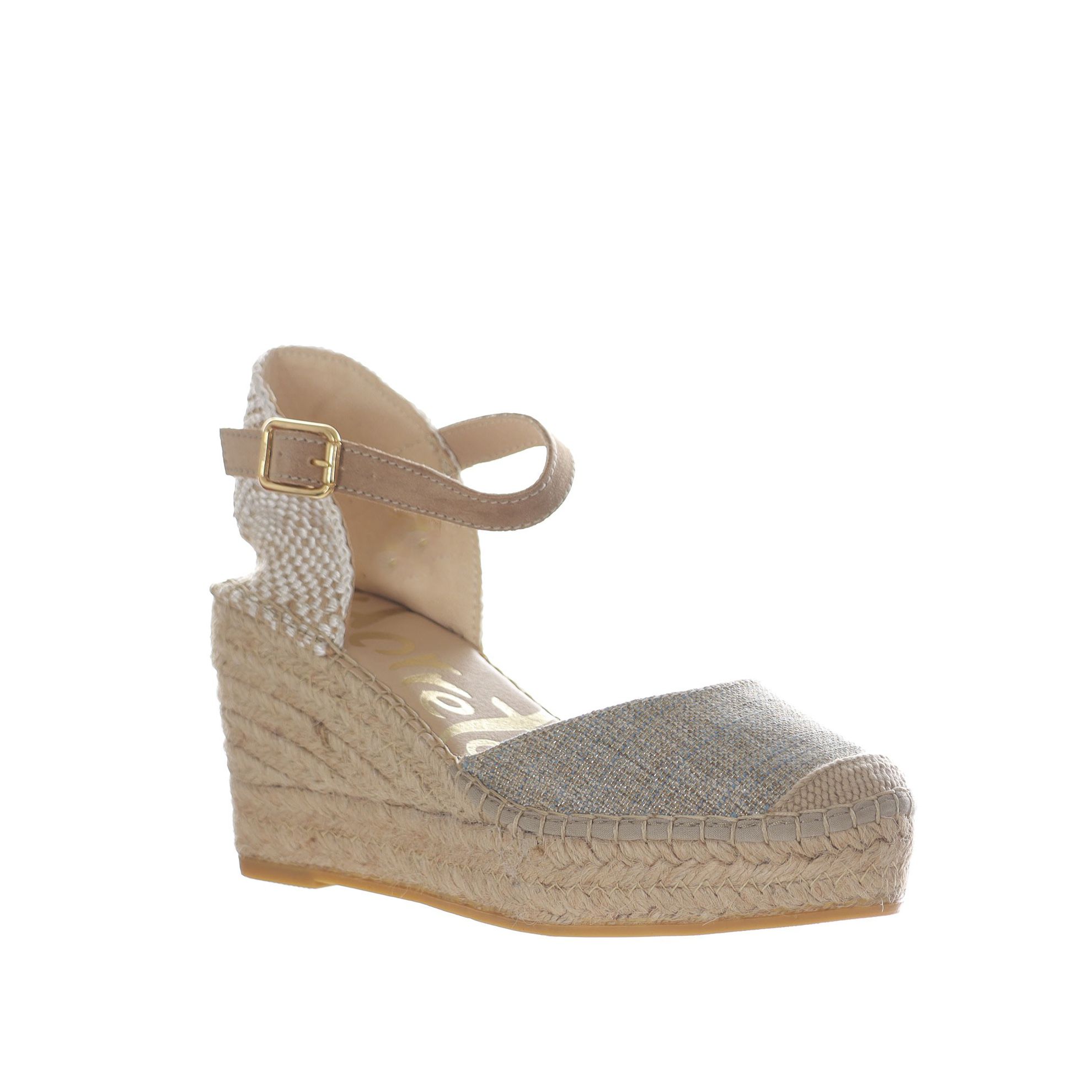 Espadrillas sandalia traba in tessuto laminato