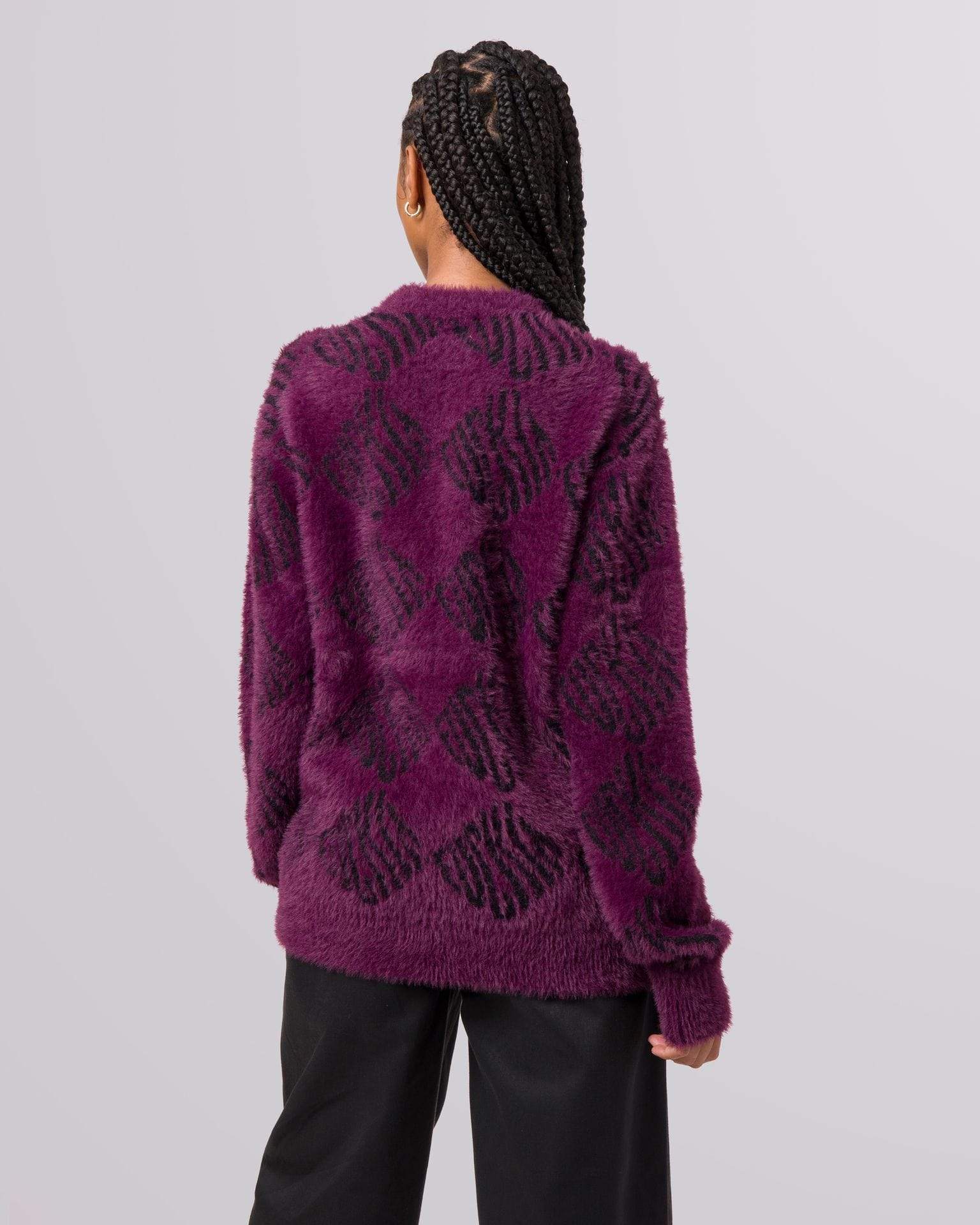 F IT L/S OVERSIZED SWEATER - EGGPLANT