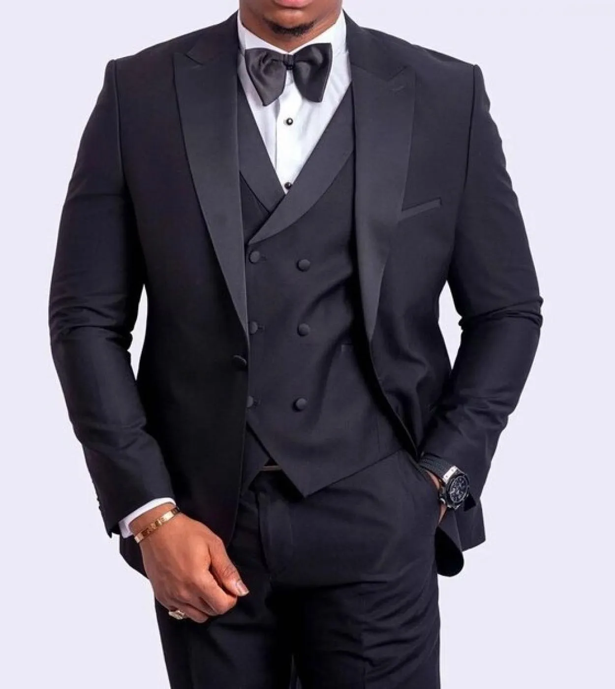 Fashion Black One Button Abiti da uomo Sposo Custom Made Wedding Tuxedo Prom Terno Masculino Slim Fit Blazer 3 pezzi Giacca  pa