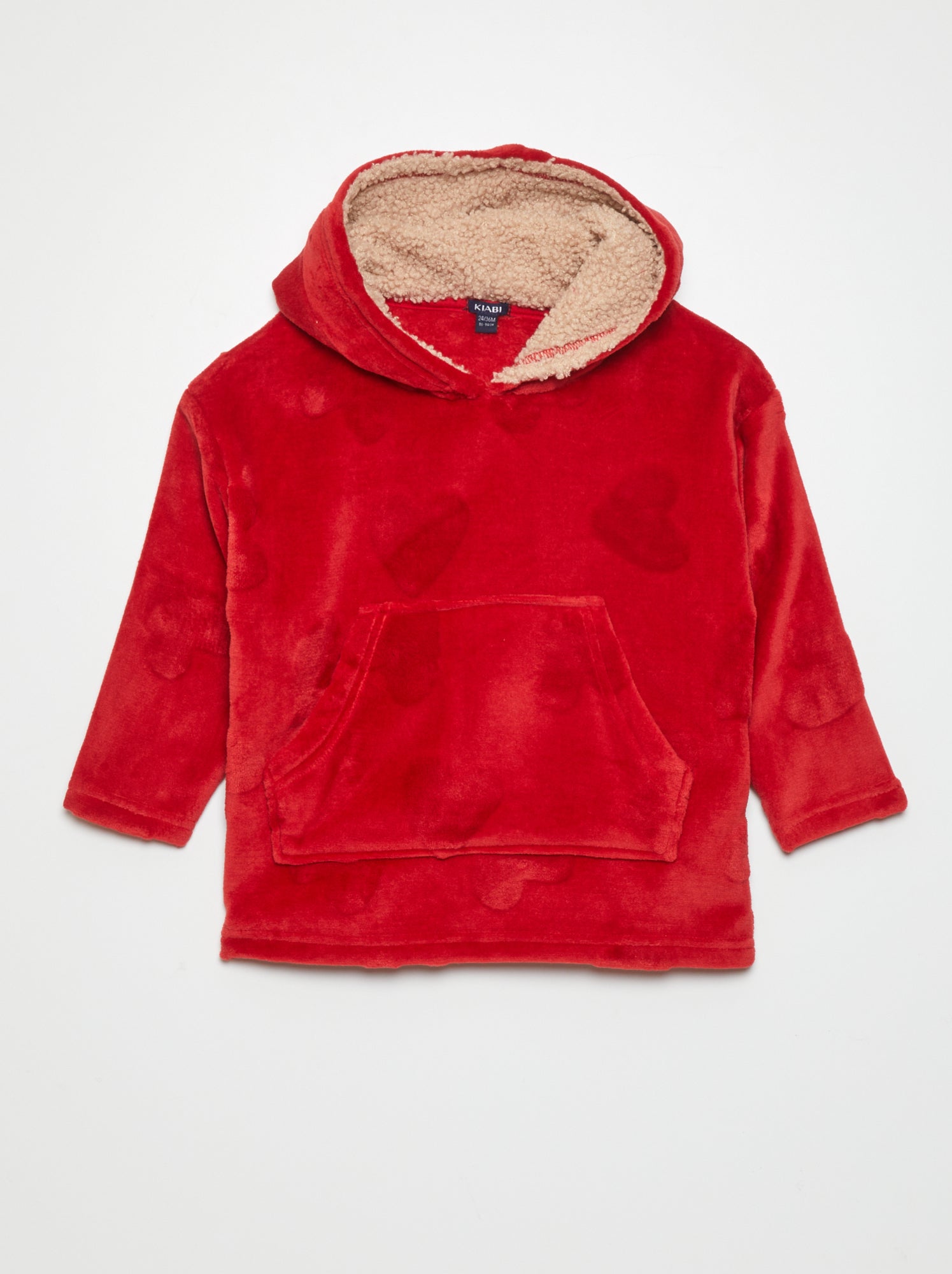 Felpa con cappuccio accappatoio 'cuori' - ROSSO