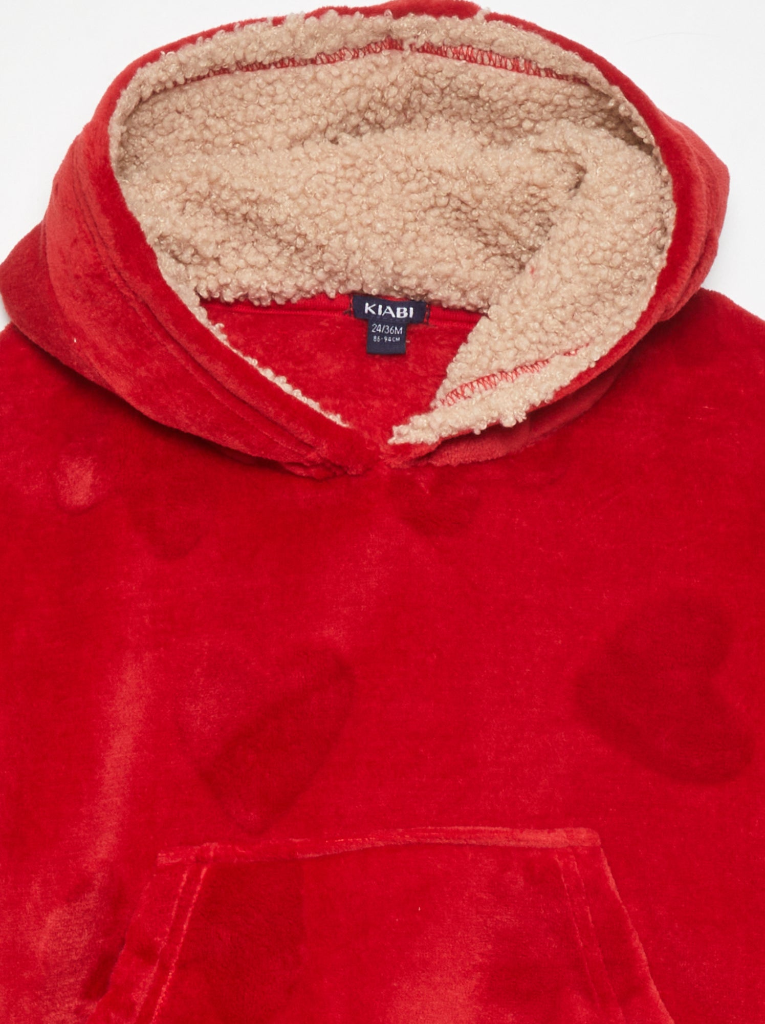 Felpa con cappuccio accappatoio 'cuori' - ROSSO