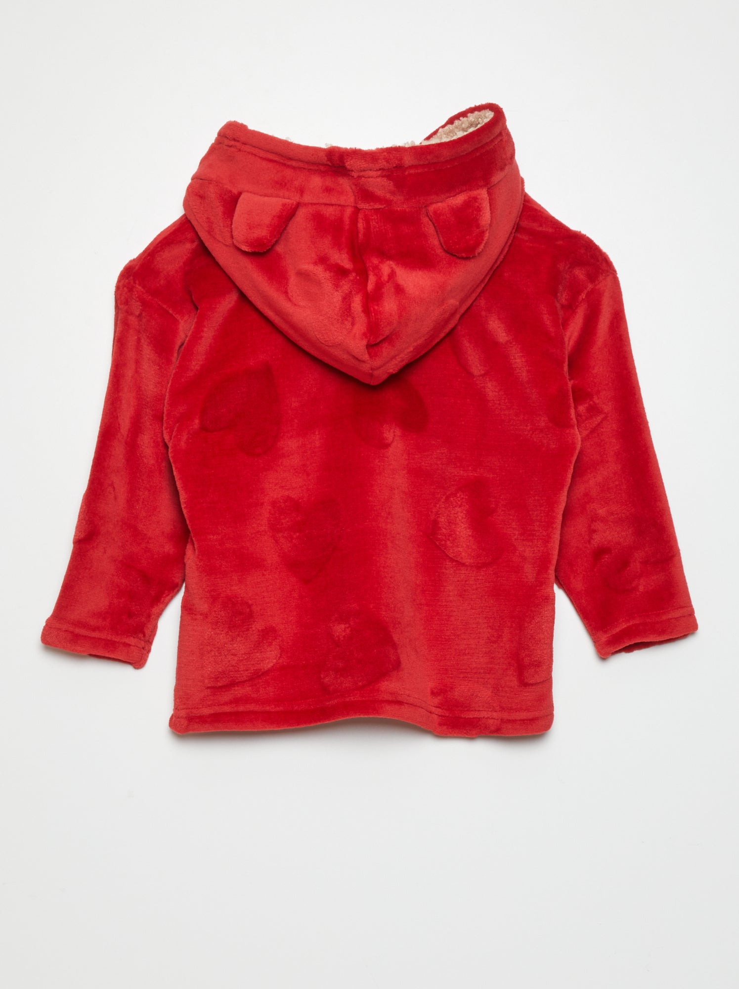 Felpa con cappuccio accappatoio 'cuori' - ROSSO