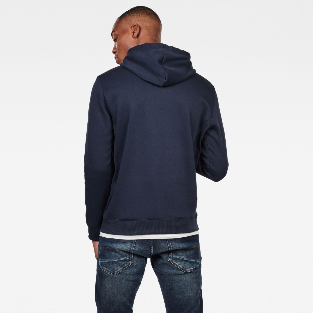 FELPA Uomo G-STAR D16121 C235 BASIC HOODED SWEAT 6067 SARTHO BLUE BRUSHED