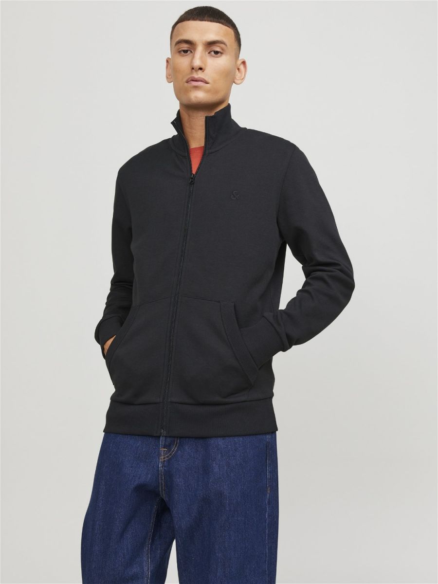 FELPA Uomo JACK&JONES 12250737 PAULOS SWEAT ZIP BLACK