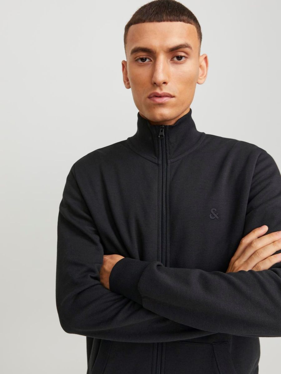 FELPA Uomo JACK&JONES 12250737 PAULOS SWEAT ZIP BLACK