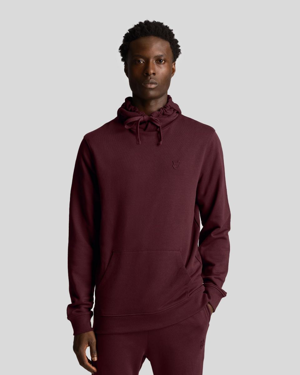FELPA Uomo LYLE & SCOTT 1874 ML416TON TONAL PULLOVER HOODIE S56. BURGUNDY