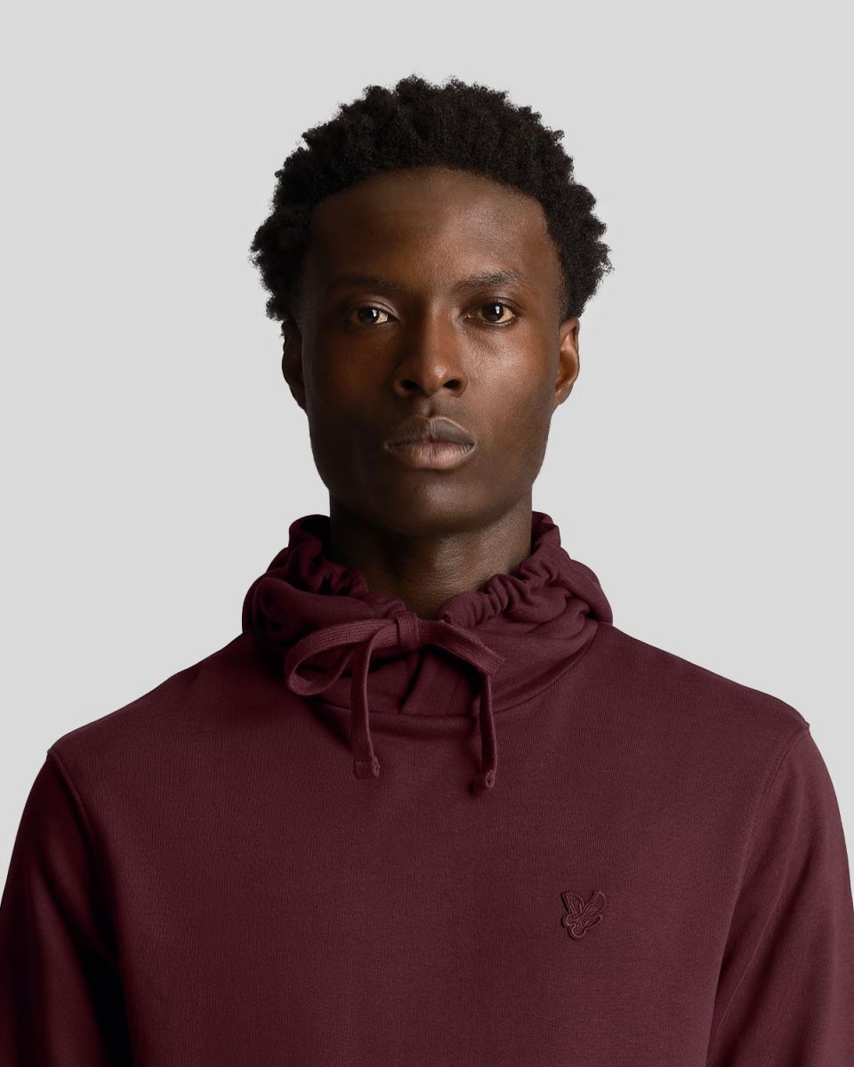 FELPA Uomo LYLE & SCOTT 1874 ML416TON TONAL PULLOVER HOODIE S56. BURGUNDY