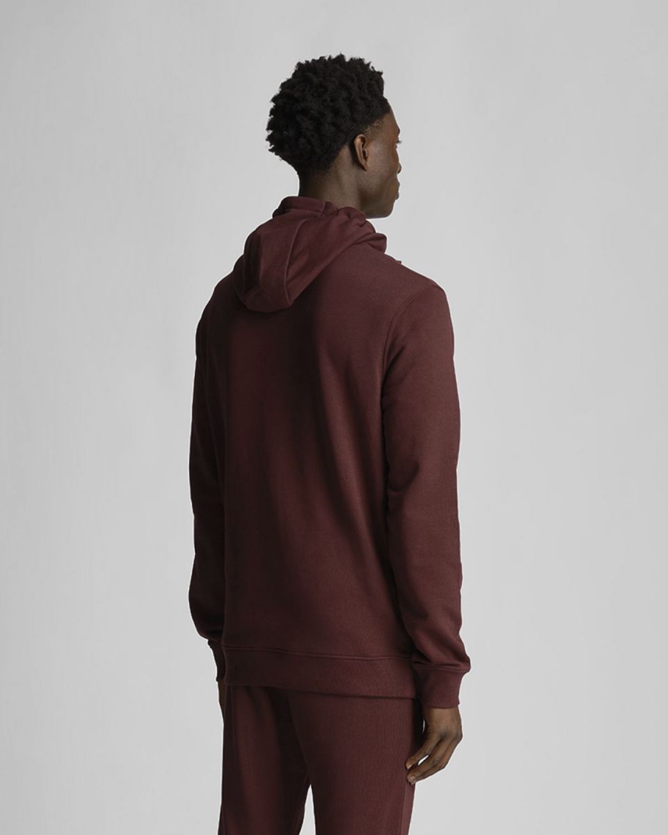 FELPA Uomo LYLE & SCOTT 1874 ML416TON TONAL PULLOVER HOODIE S56. BURGUNDY