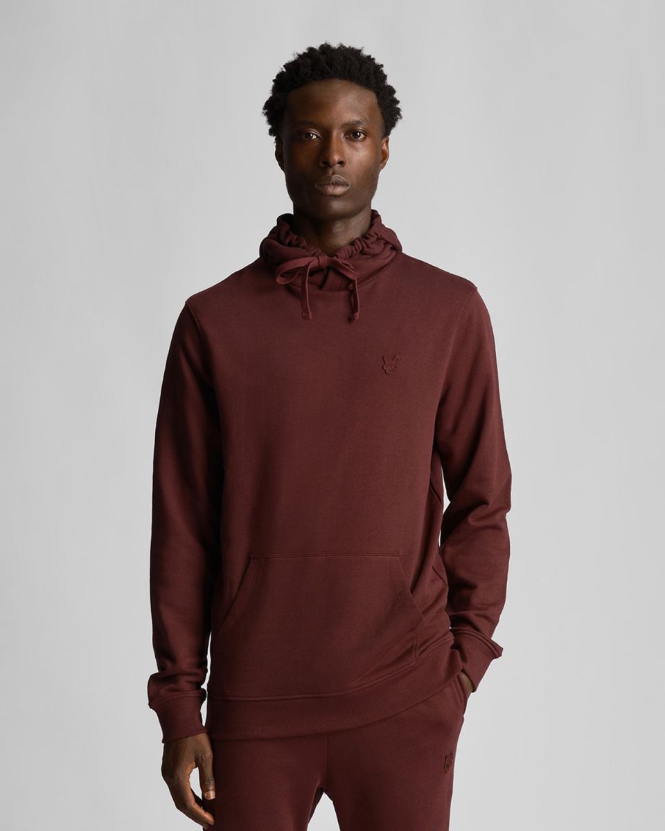FELPA Uomo LYLE & SCOTT 1874 ML416TON TONAL PULLOVER HOODIE S56. BURGUNDY