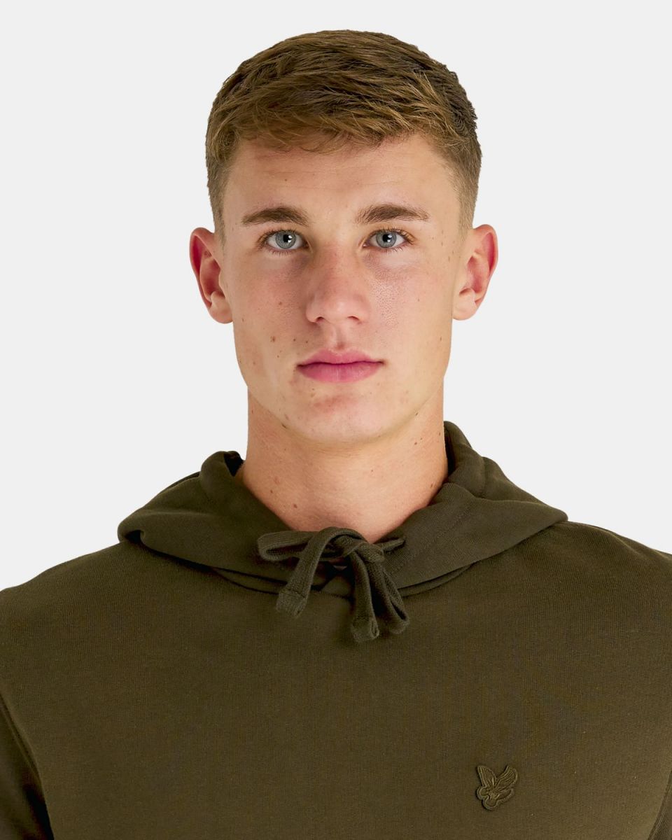 FELPA Uomo LYLE & SCOTT 1874 ML416TON TONAL PULLOVER HOODIE W485 OLIVE