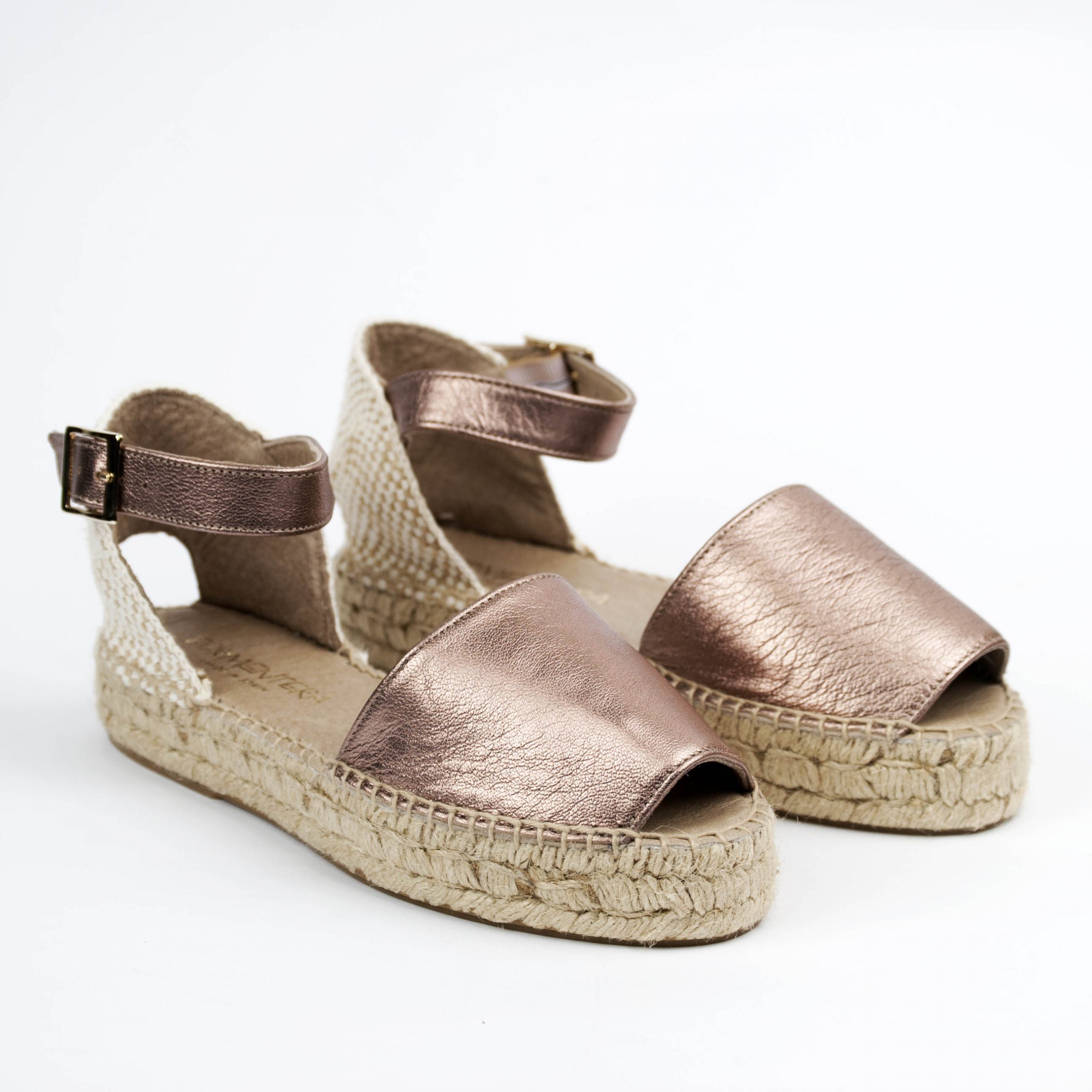Formentera espadrillas in pelle metal rose
