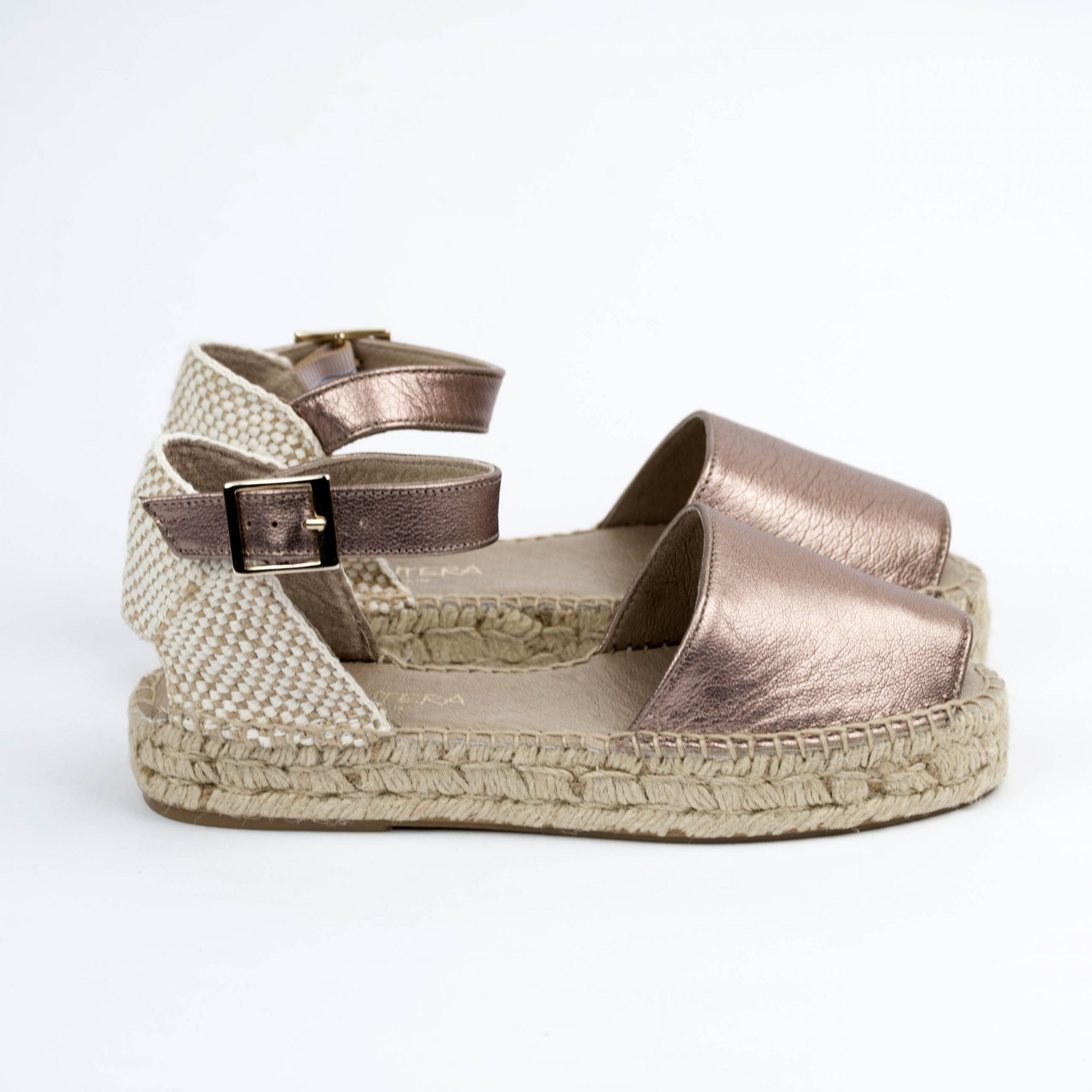 Formentera espadrillas in pelle metal rose