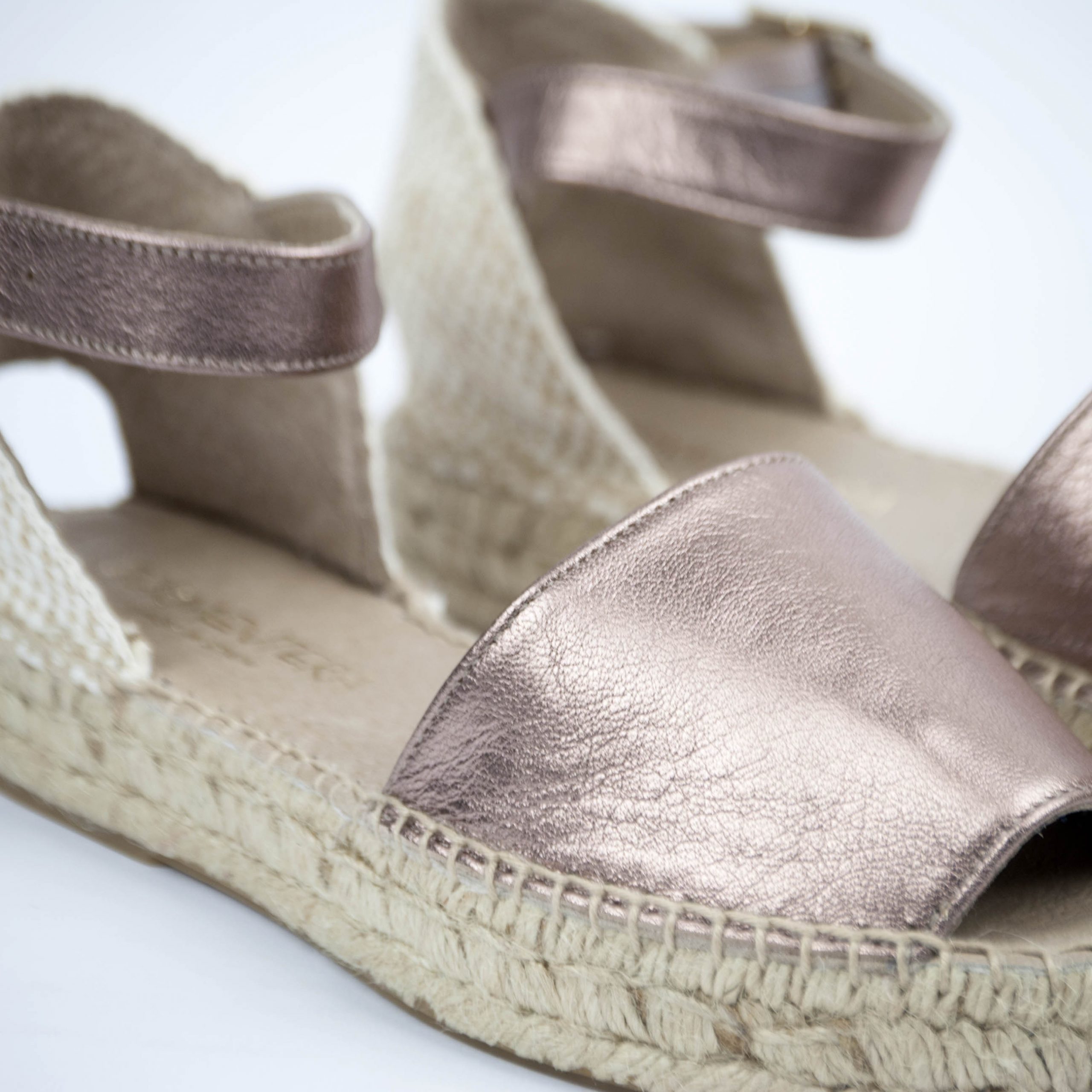 Formentera espadrillas in pelle metal rose