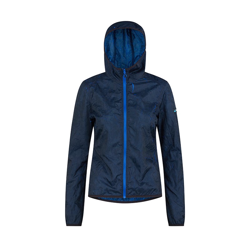 Giacca antivento con cappuccio Lava Nera/Blu Donna