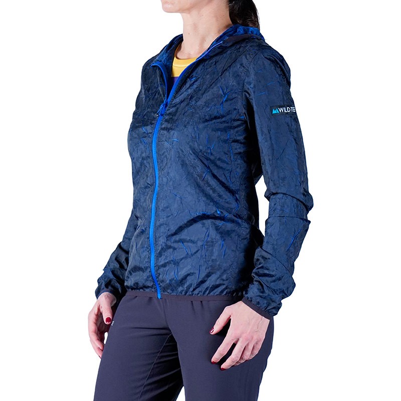 Giacca antivento con cappuccio Lava Nera/Blu Donna