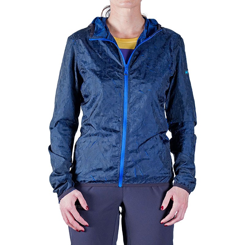 Giacca antivento con cappuccio Lava Nera/Blu Donna