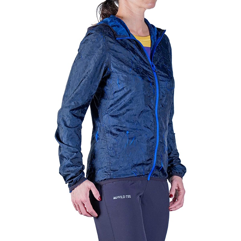 Giacca antivento con cappuccio Lava Nera/Blu Donna