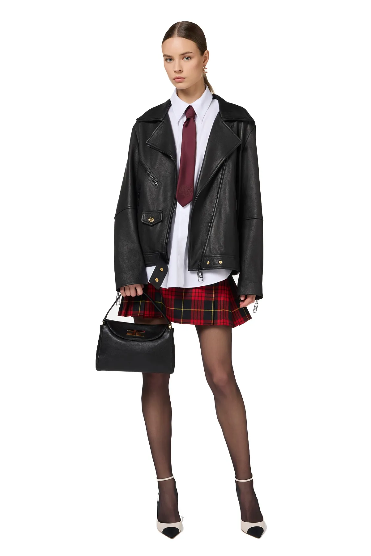 Giacca Biker Over in Pelle ELISABETTA FRANCHI donna