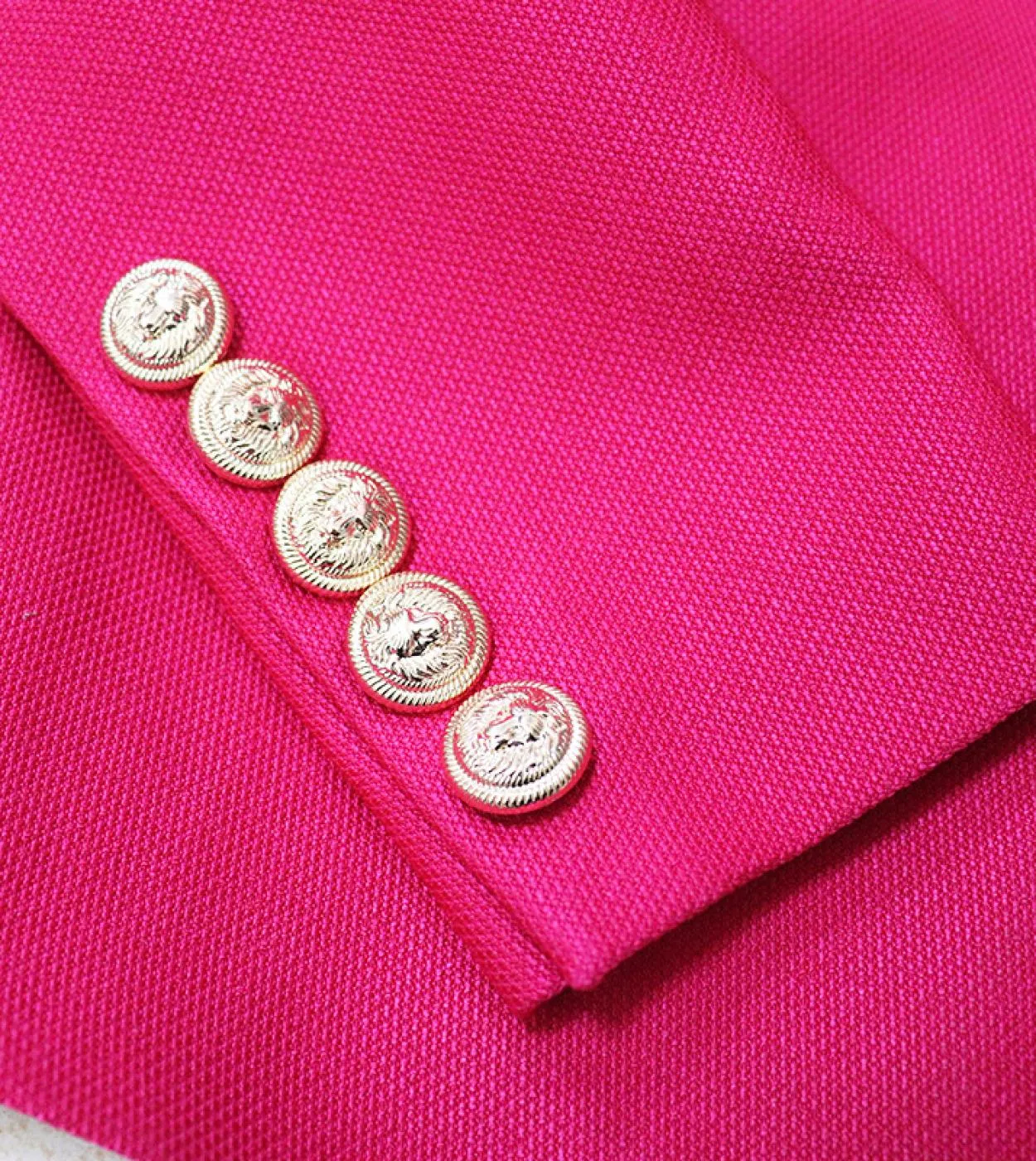 Giacca blazer rosso rosa Donna Primavera Nuovo cappotto femminile Doppio petto Bottone dorato Blazer firmati classici Femme High