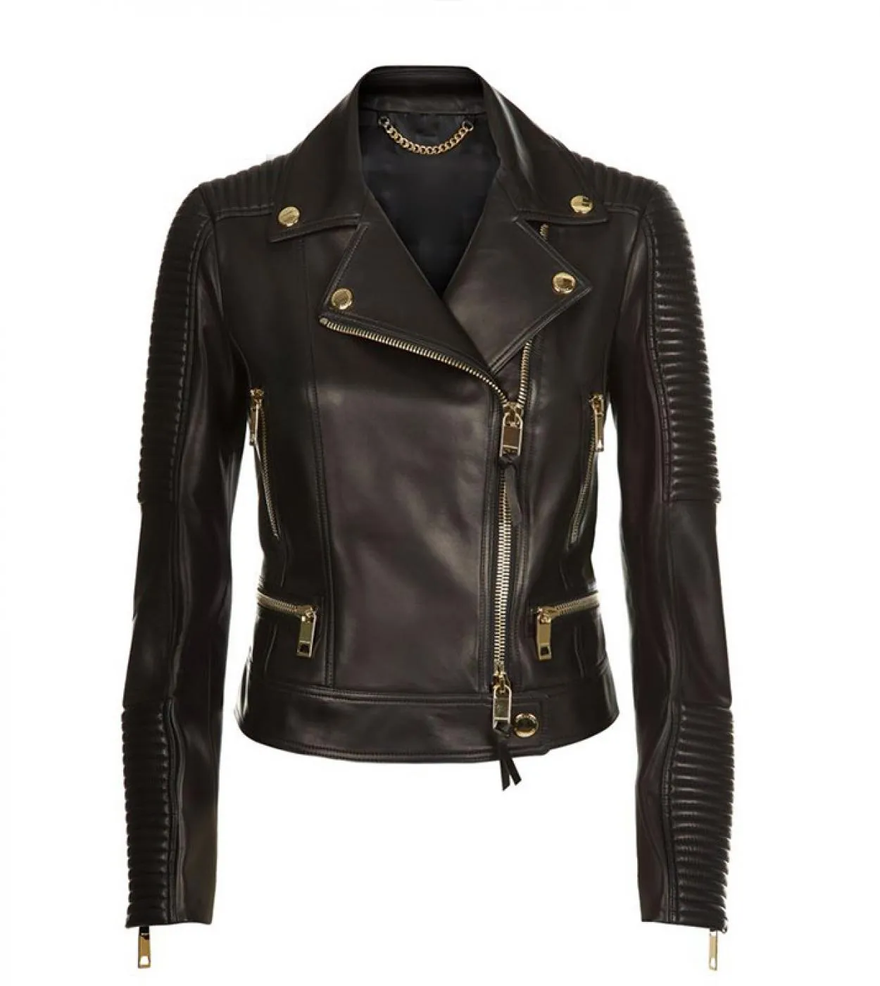 Giacca da moto in pelle da donna Nuovo autunno inverno Cappotto base Colletto con risvolto Cerniera diagonale Chic Giacche da do
