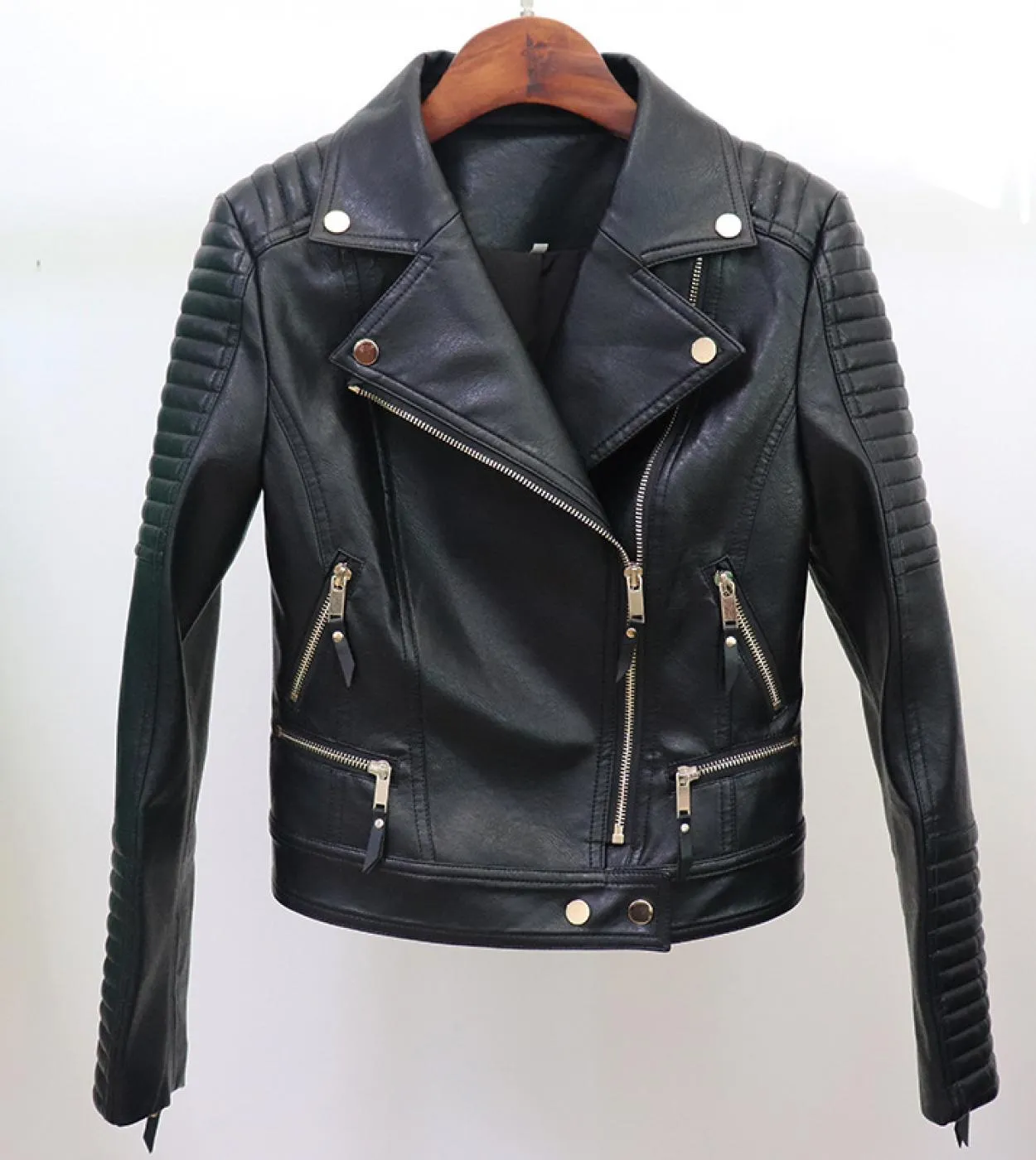 Giacca da moto in pelle da donna Nuovo autunno inverno Cappotto base Colletto con risvolto Cerniera diagonale Chic Giacche da do
