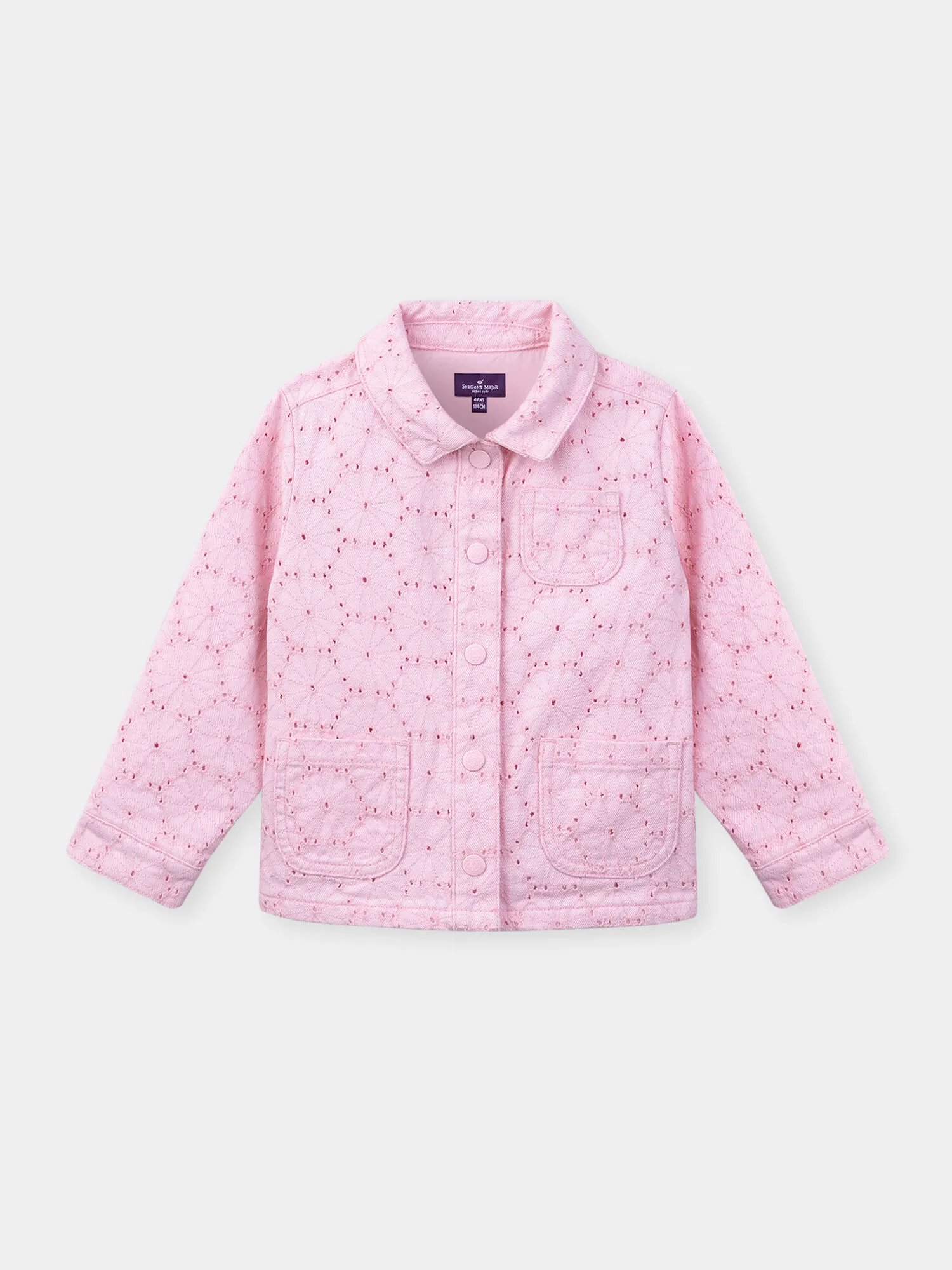 Giacca in jeans rosa traforata    
