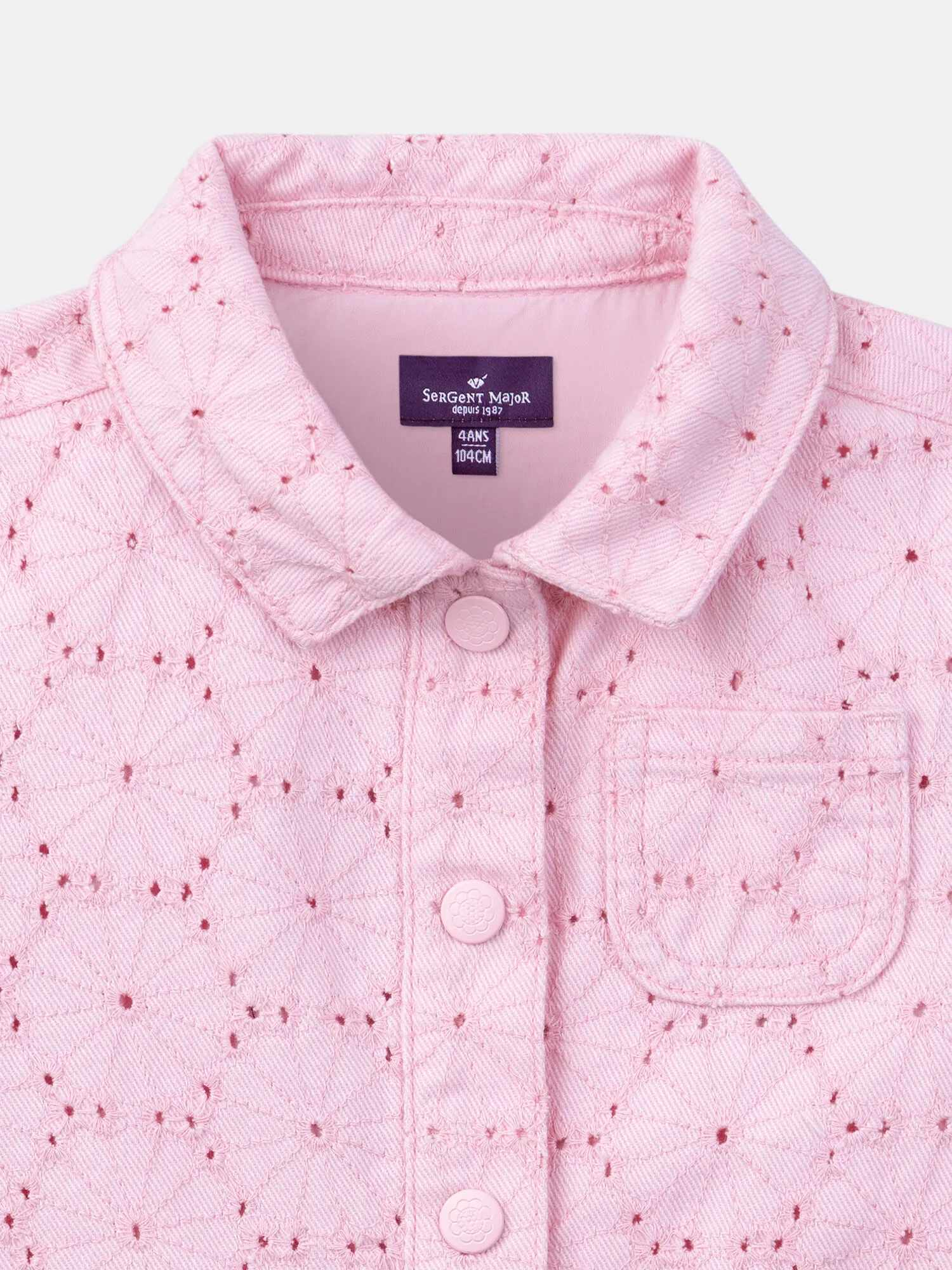 Giacca in jeans rosa traforata    