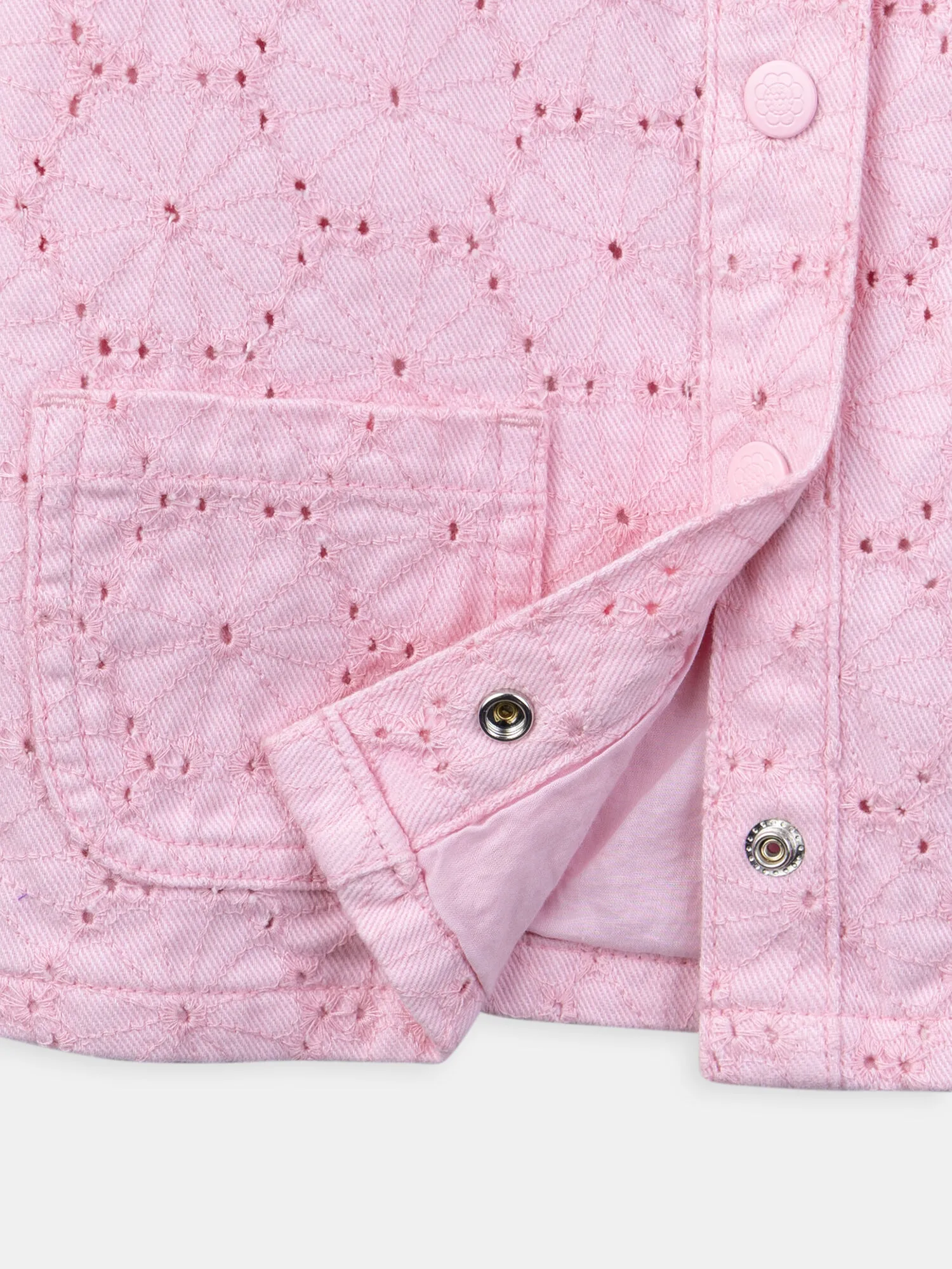 Giacca in jeans rosa traforata    