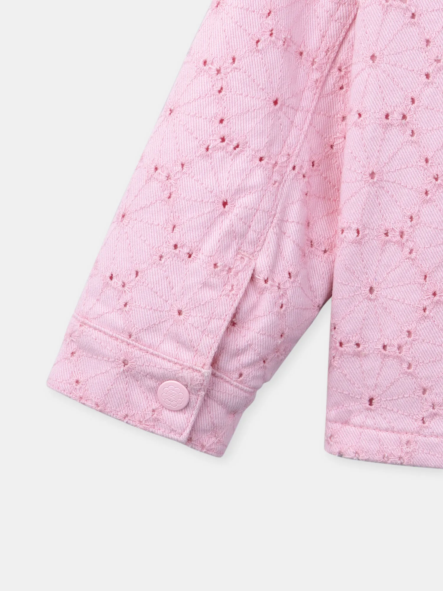 Giacca in jeans rosa traforata    