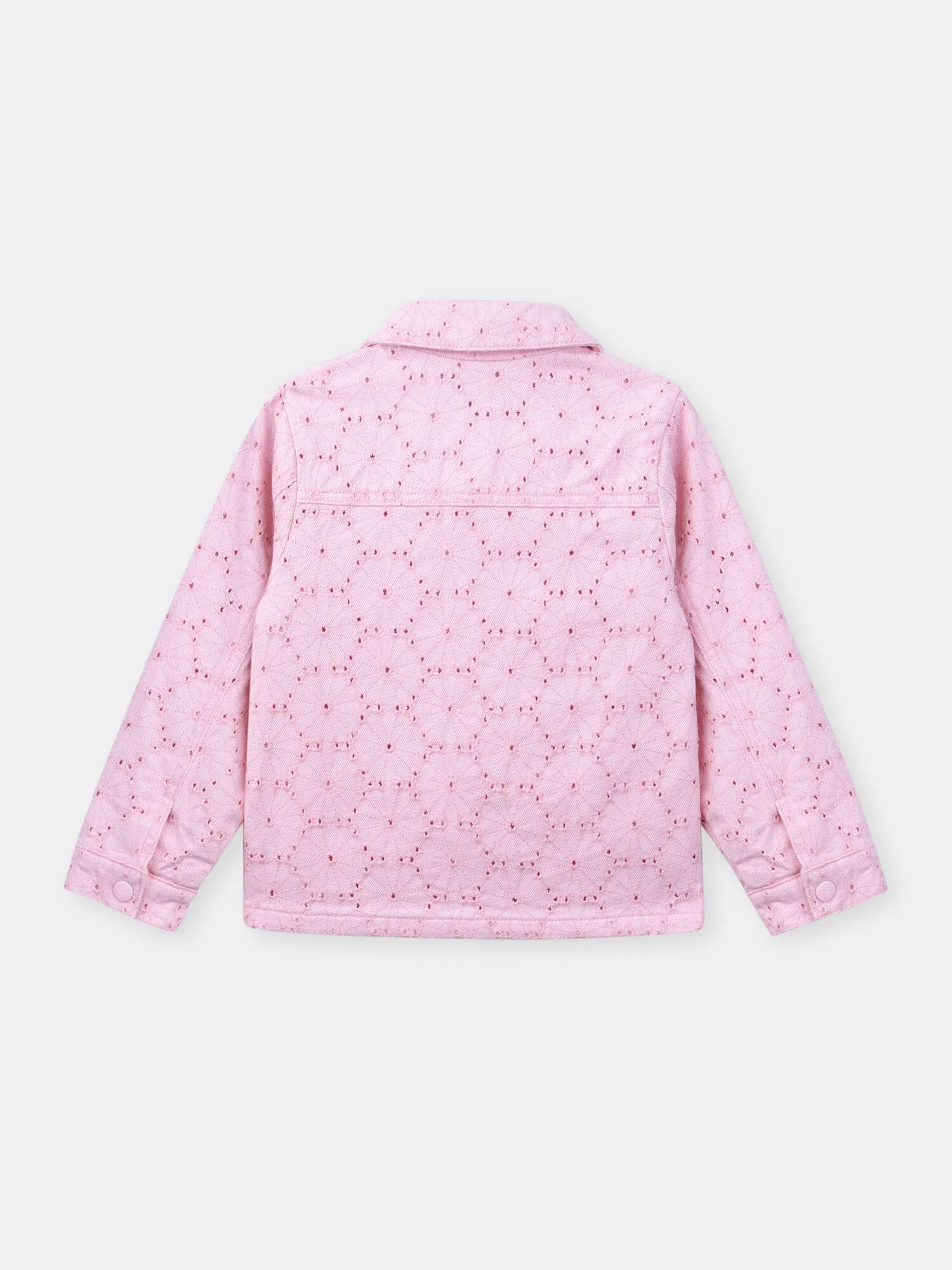 Giacca in jeans rosa traforata    