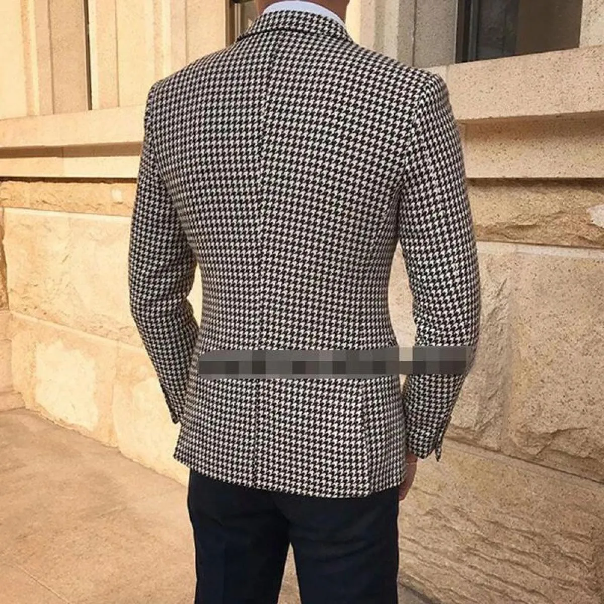 Giacca sportiva scozzese pied de poule per uomo Giacca intera con 2 spacchi laterali Cappotto maschile slim fit Abiti di moda Nu