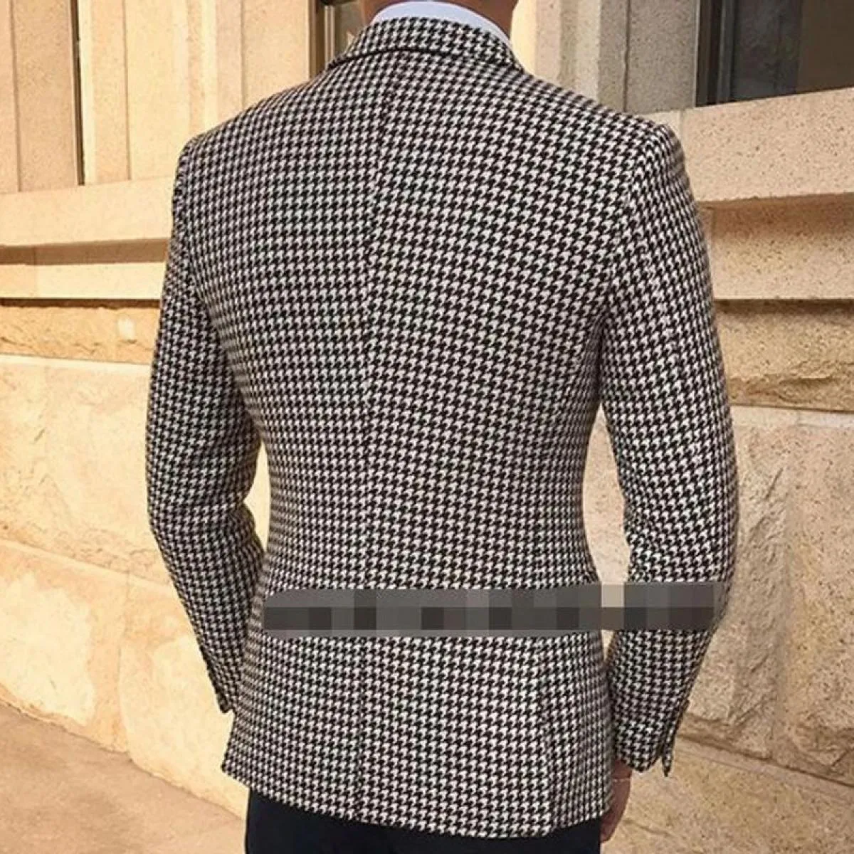 Giacca sportiva scozzese pied de poule per uomo Giacca intera con 2 spacchi laterali Cappotto maschile slim fit Abiti di moda Nu