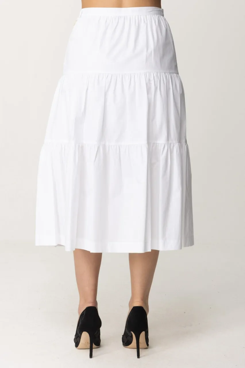 Gonna a balze con arricciature BIANCO OTTICO