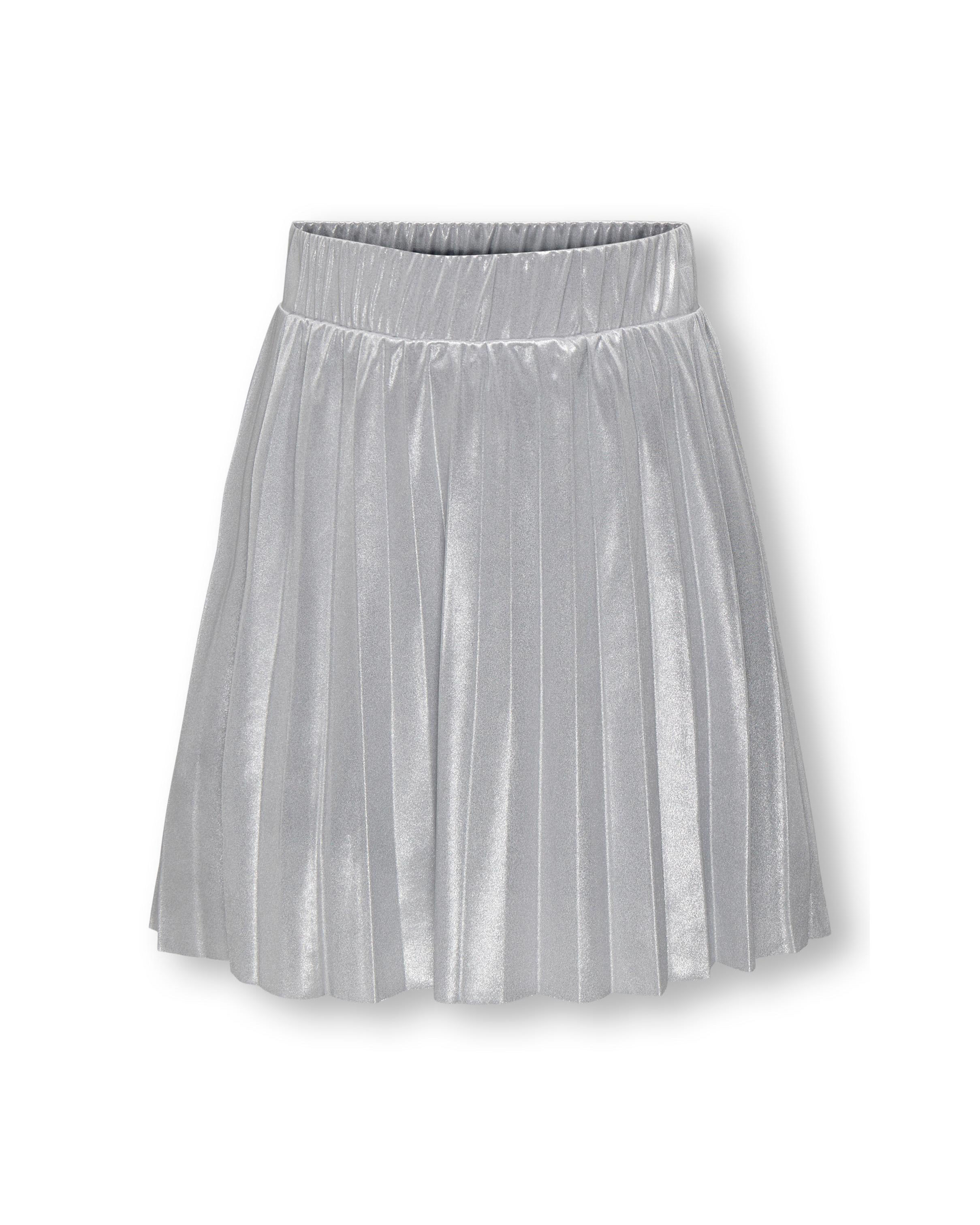 Gonna lunga in raso color argento plissettata con elastico inserito in vita 8-14 anni
